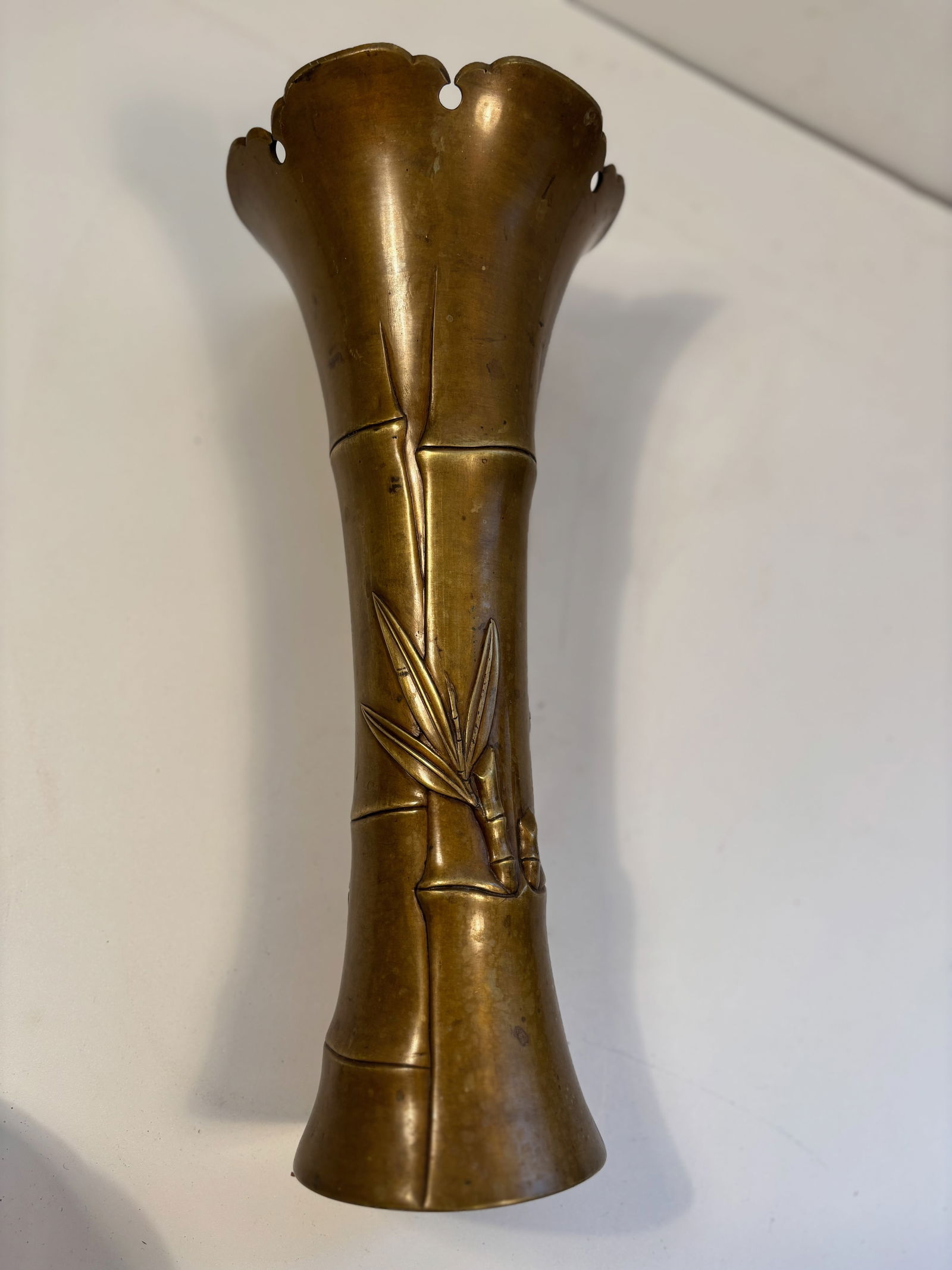 A Japanese bamboo style bronze vase: 19th Century ; Dimensions?Height: 13 inches