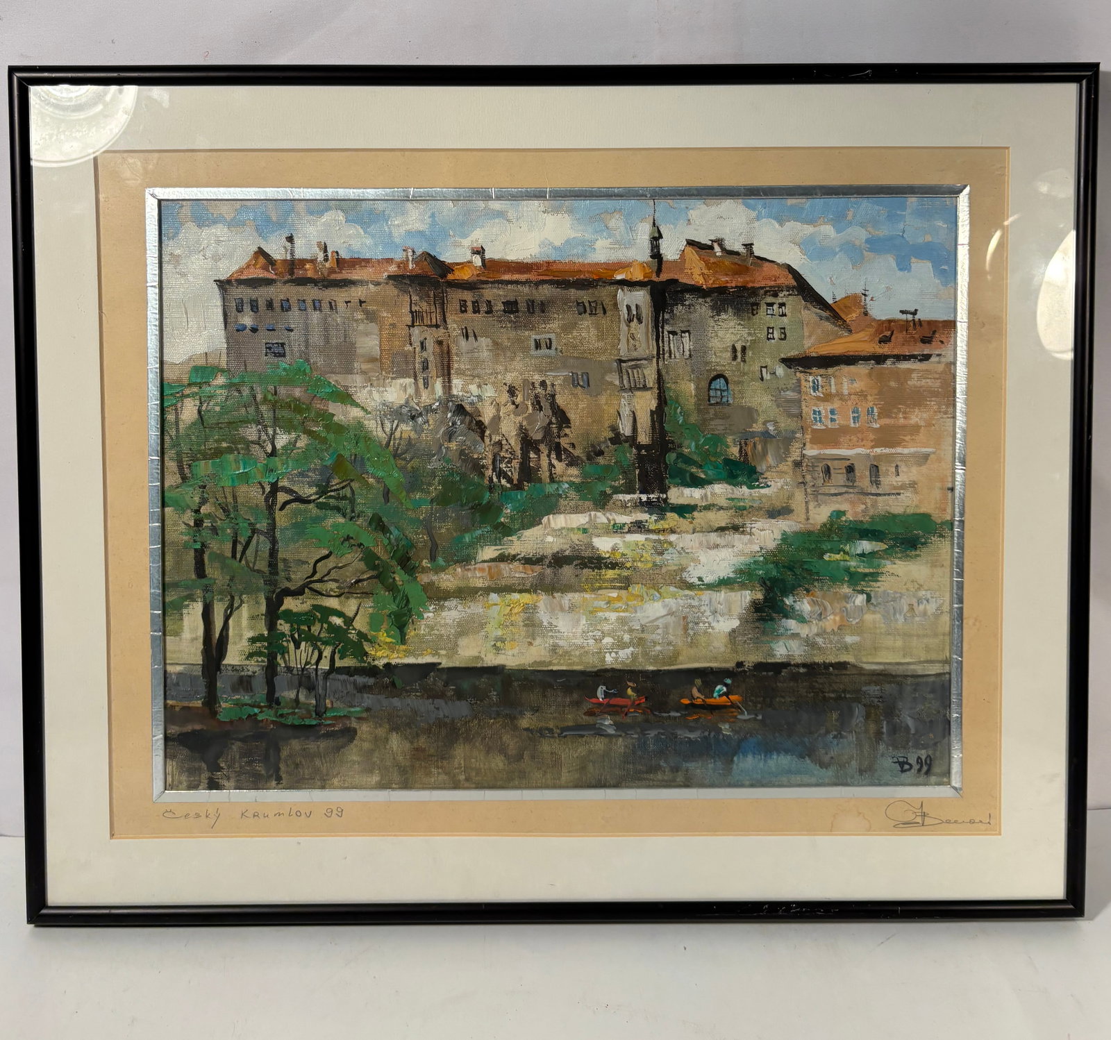 Signed European Impressionist Cityscape Oil Painting, ?eský Krumlov, 1999 (1 of 13)