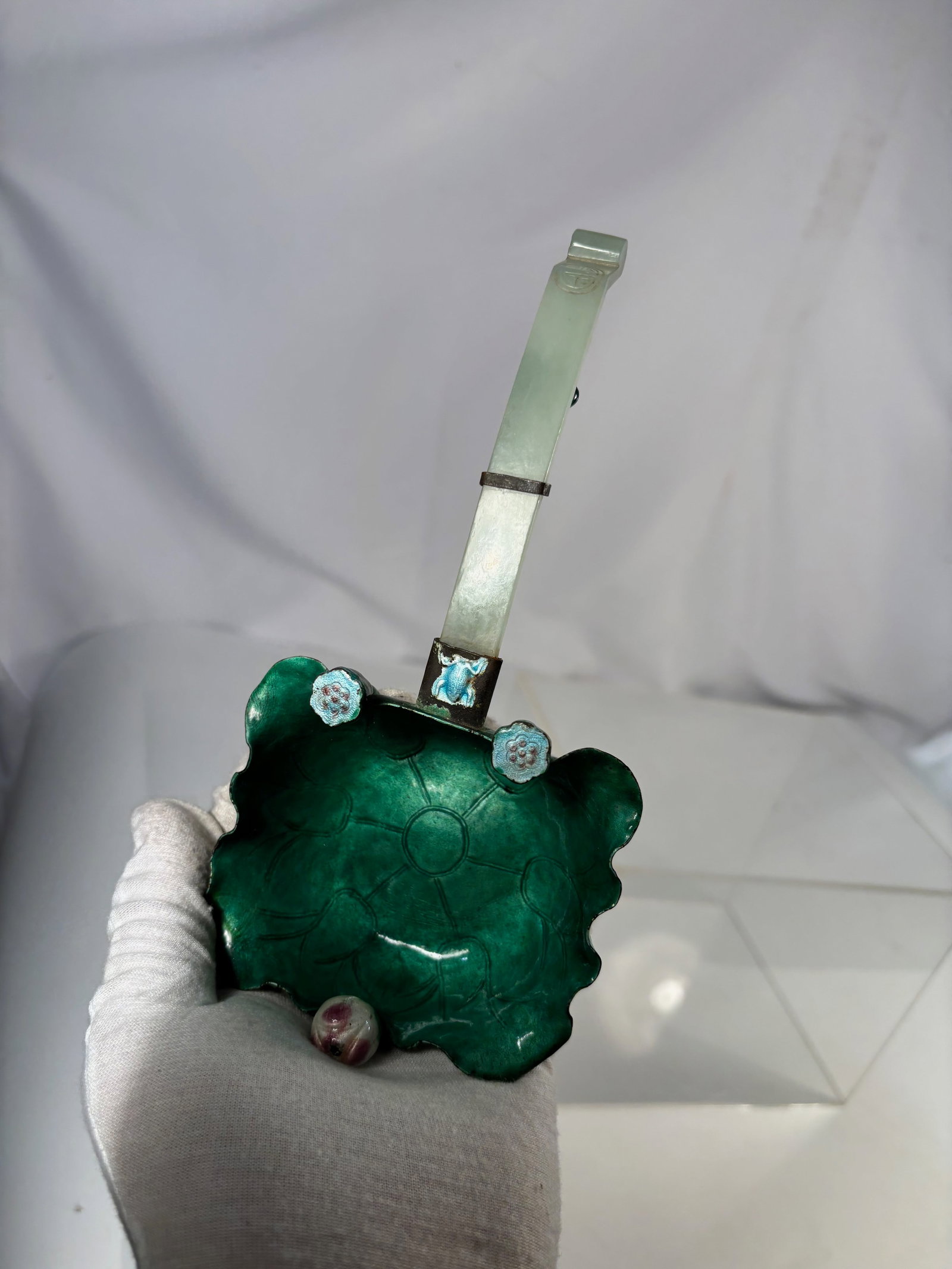 A Chinese Cloisonne Enamel and Jade Mounted Scholar’s Object (1 of 13)