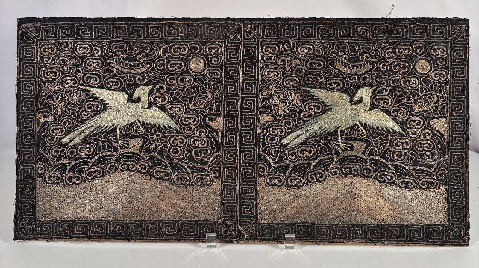 Pair of Chinese Qing Dynasty Gilt-Thread Embroidered Phoenix Rank Badges, 19th Century (1 of 11)