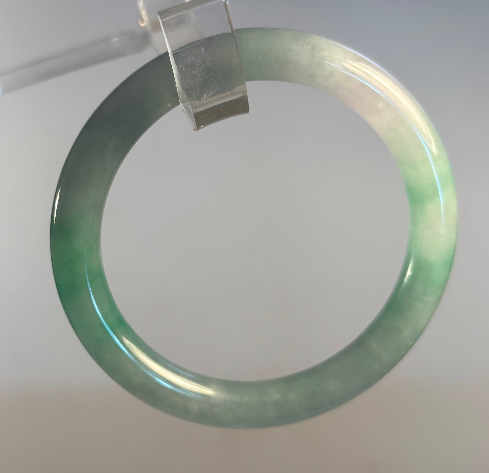 A Chinese jadited round solid bangle - 3