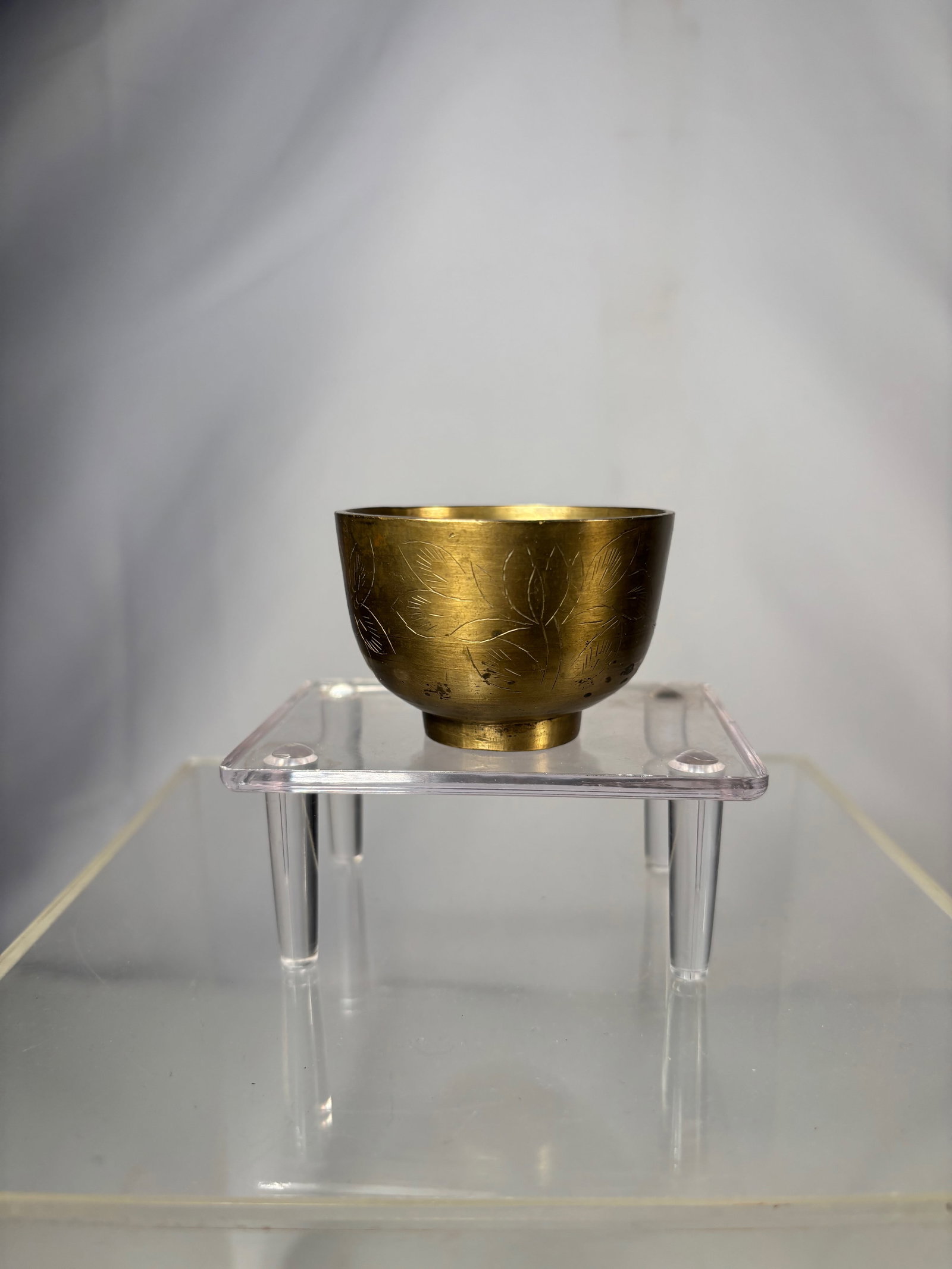 A Chinese Carved Brass Wine Cup (1 of 8)