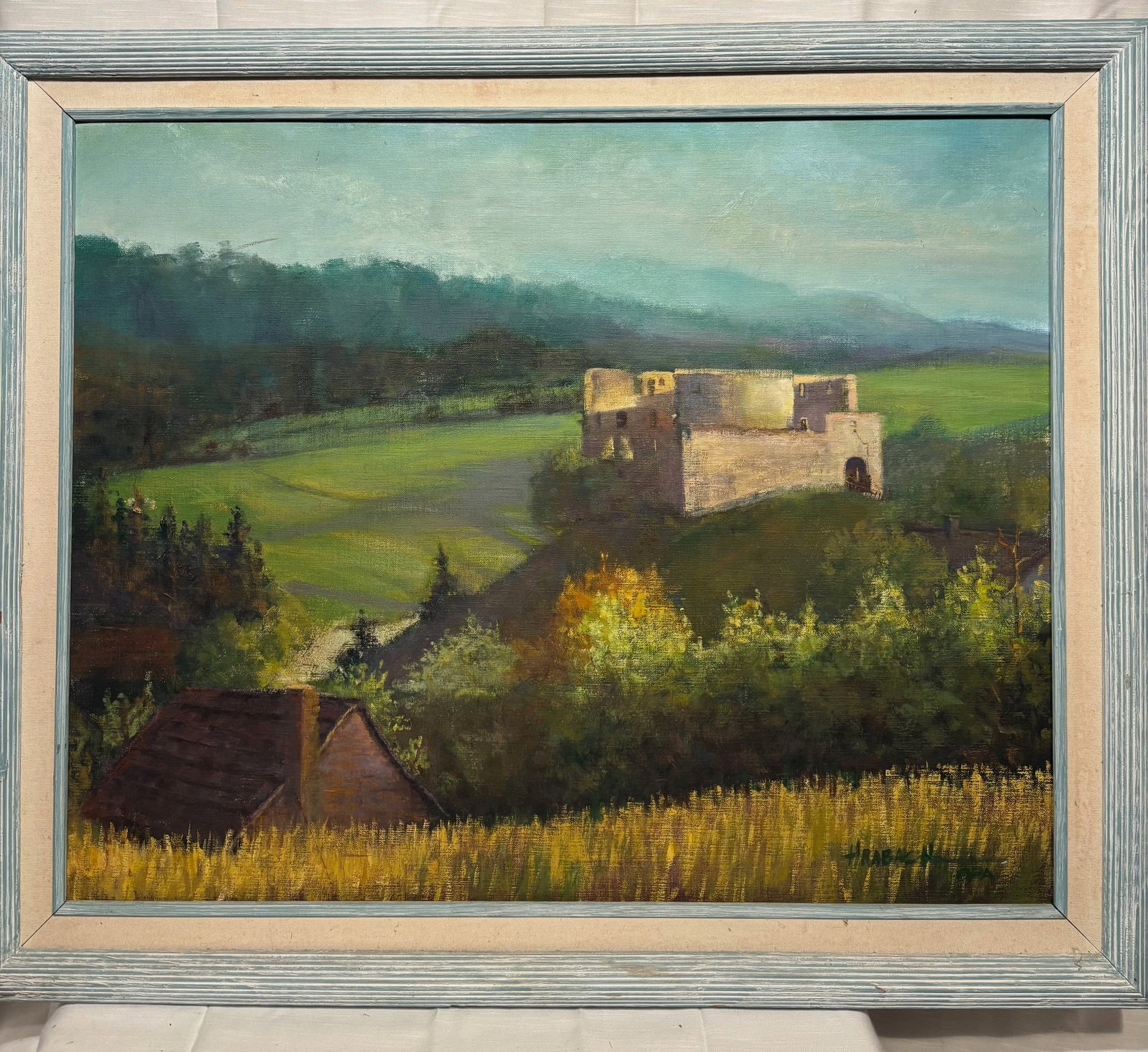 Hraback, Signed European Castle Ruins Landscape on Canvas (1 of 7)