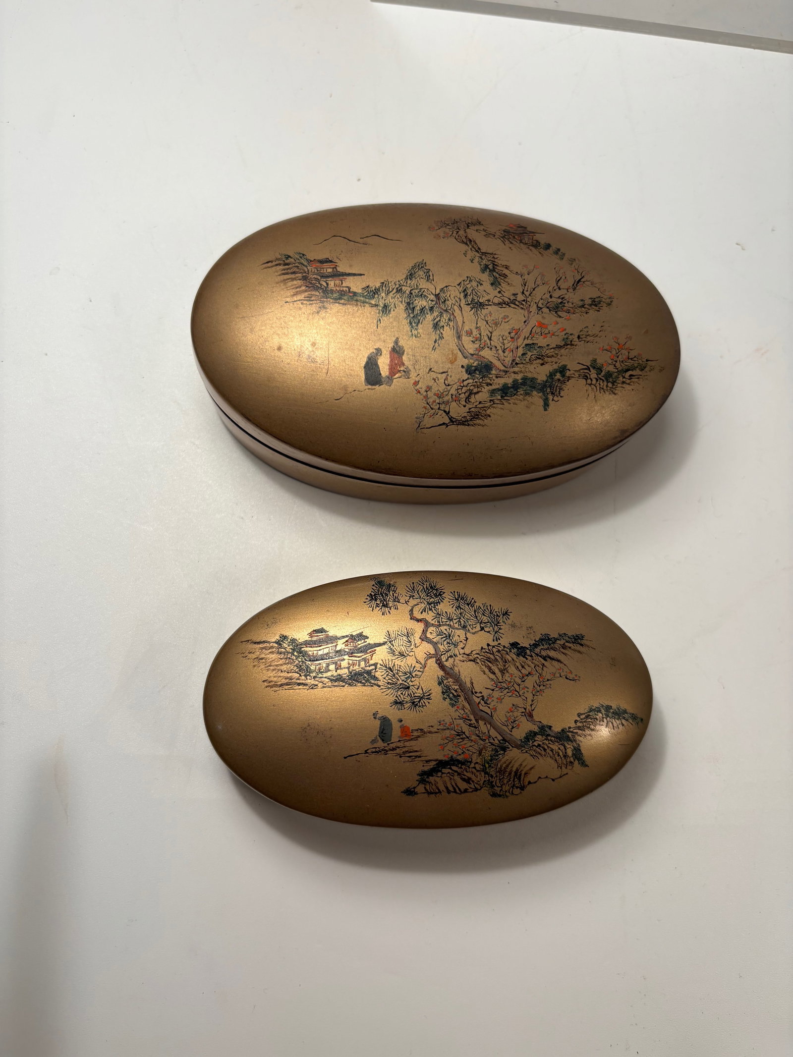 Two Chinese Foochow Lacquer Boxes with Landscape Decoration (1 of 5)