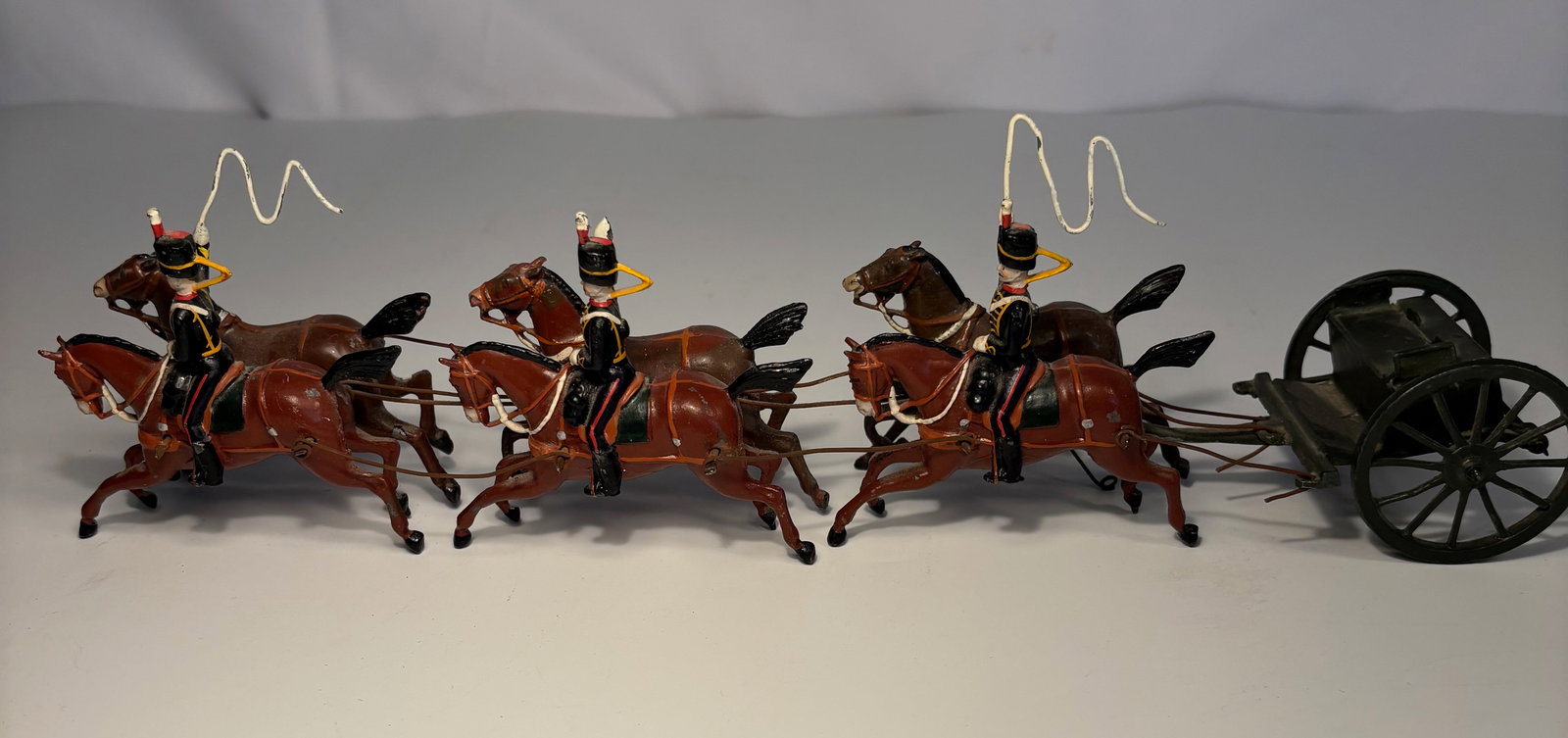 Vintage Tinplate Toy – Six Horse Drawn Military Cannon Carriage with Riders (1 of 10)