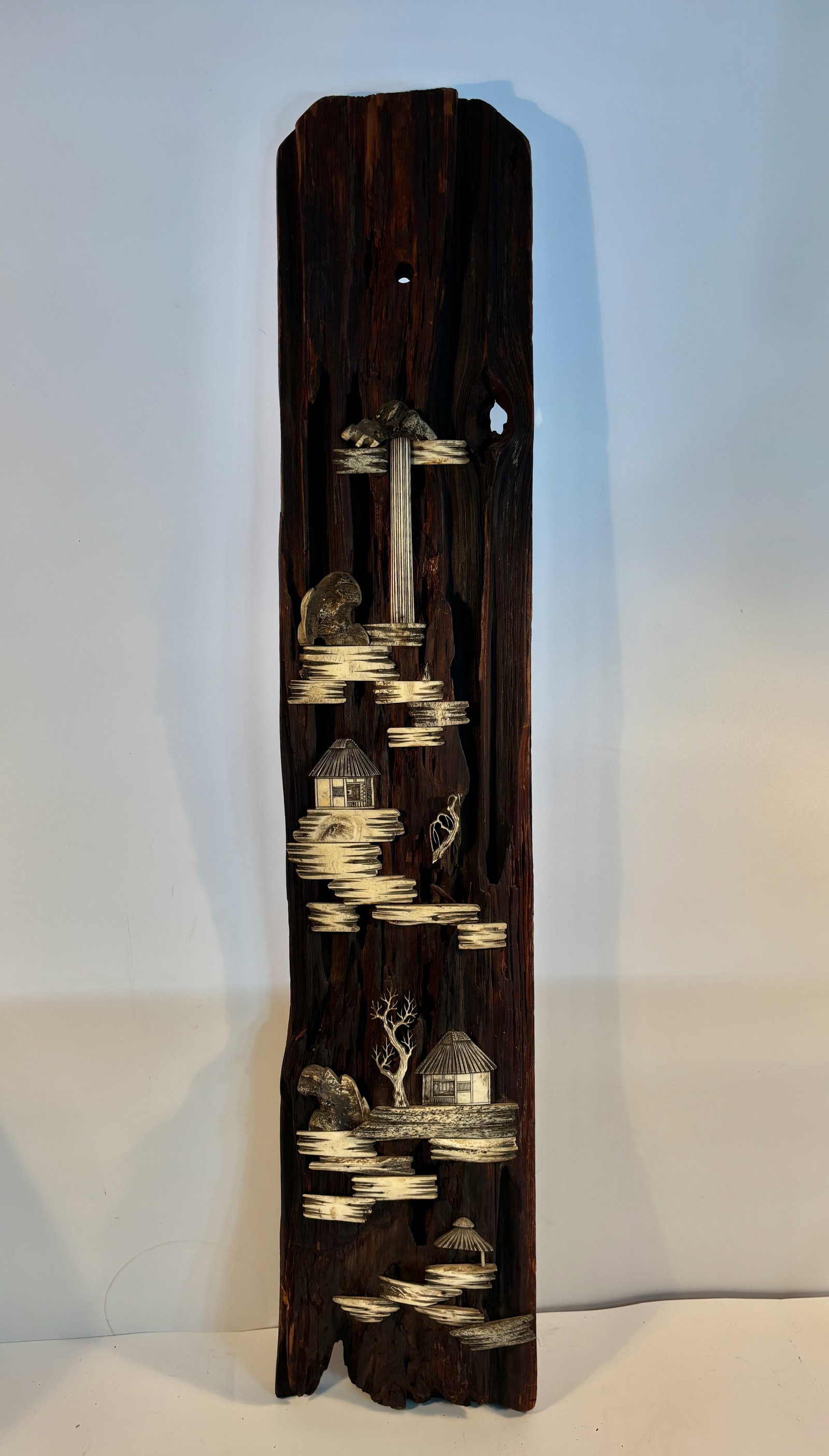 A Large Vintage bone carved scene on Driftwood (1 of 15)
