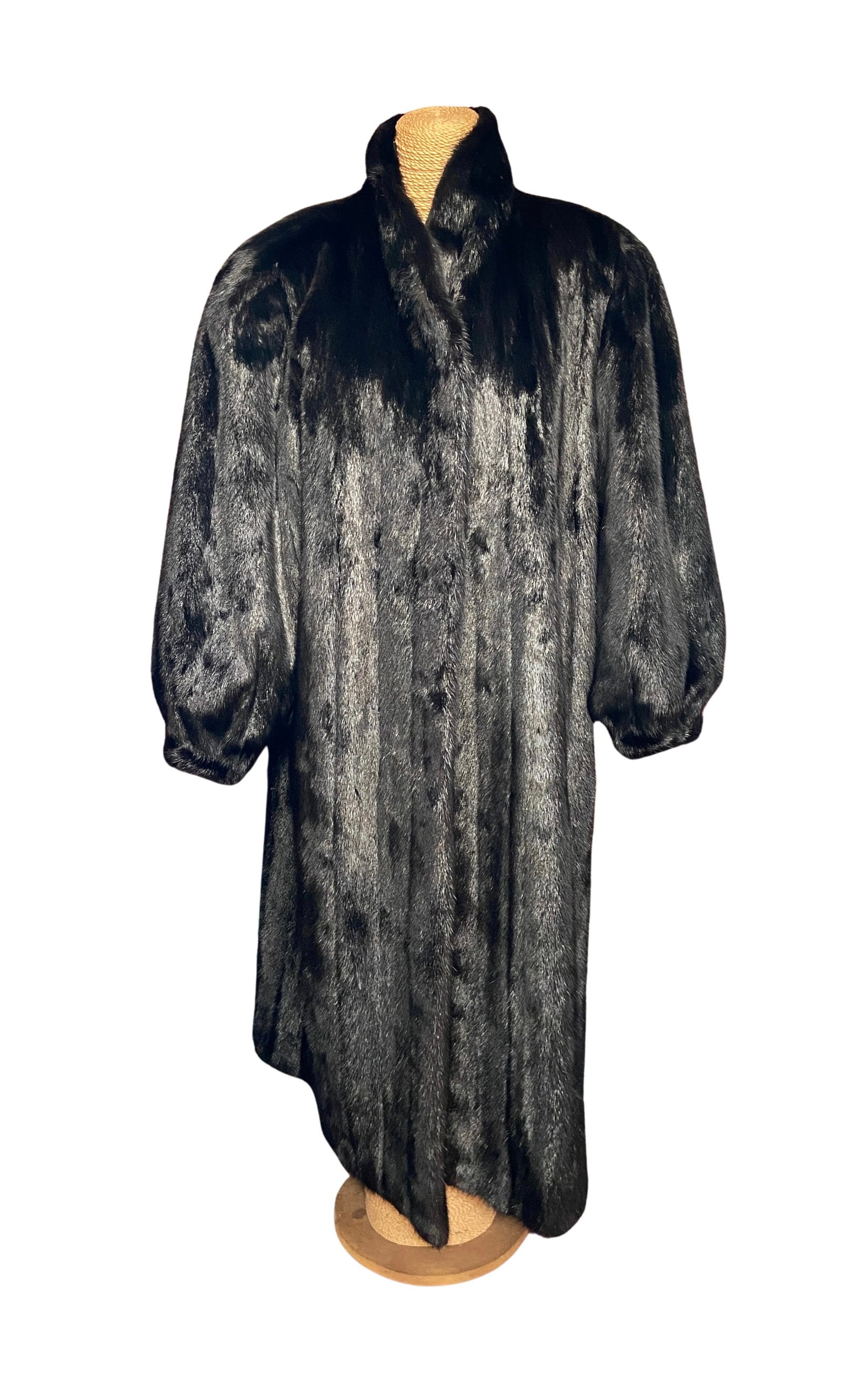 Famous-Barr St. Louis Black Mink Fur Coat, Mid-Length, Monogrammed Lining (1 of 7)