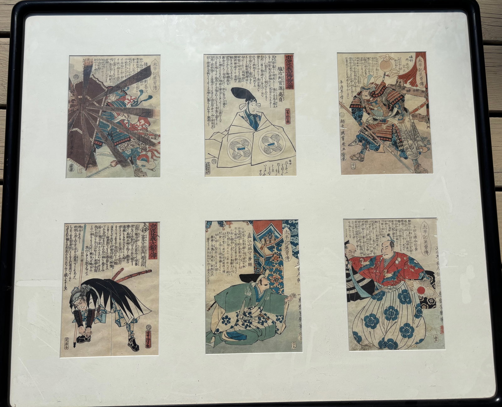 Set of 6 Edo-Meiji Period Japanese Woodblock Prints by Yoshiiku & Yoshitora – Samurai & Historical: A fine set of 6 original Japanese woodblock prints dating from the late Edo to early Meiji period, created by noted ukiyo-e artists Yoshiiku (1833–1904) and Yoshitora (active 1850s–1880s). Series