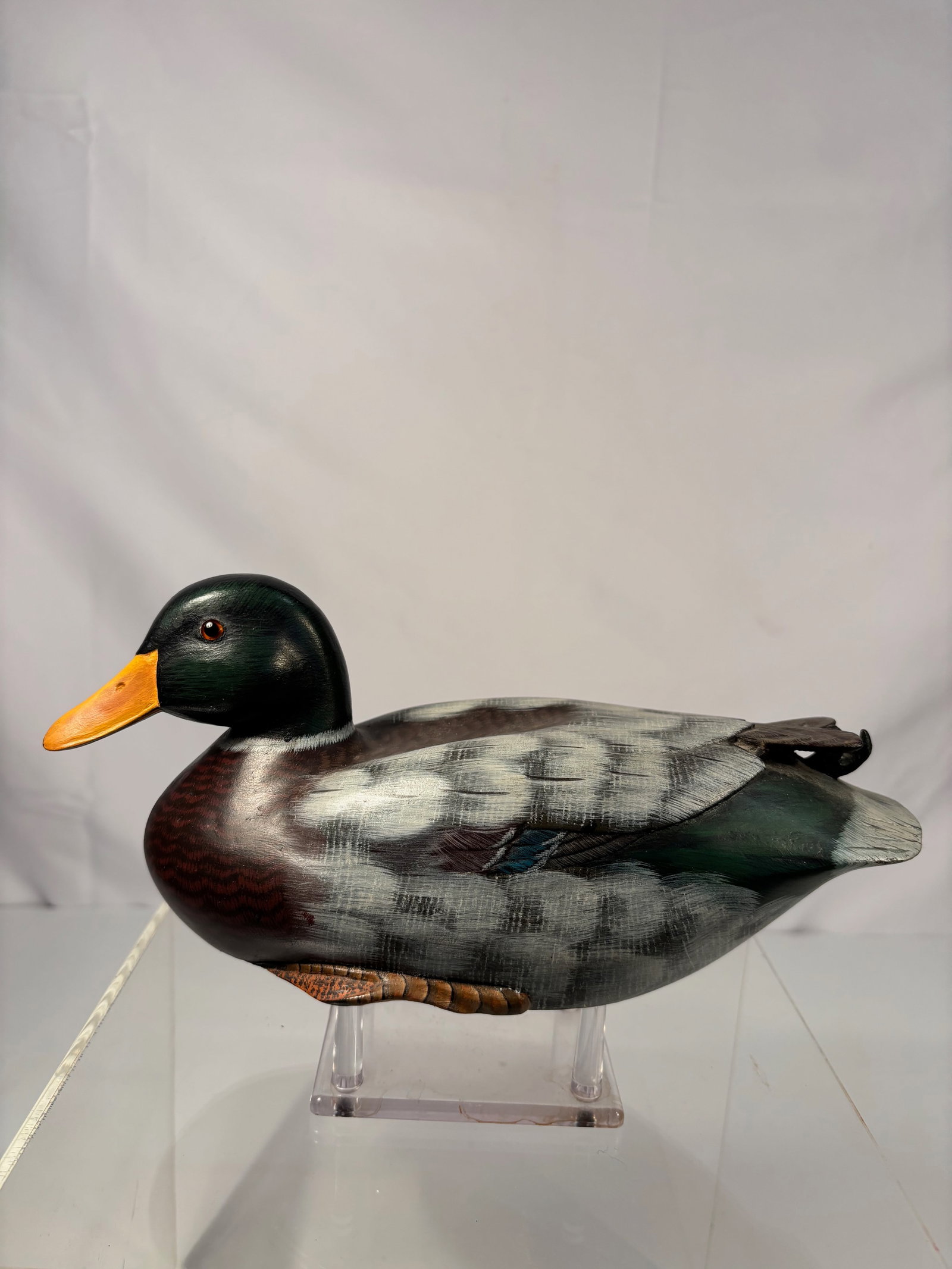 A Vintage Hand-Painted Wooden Mallard Drake Decoy (1 of 9)