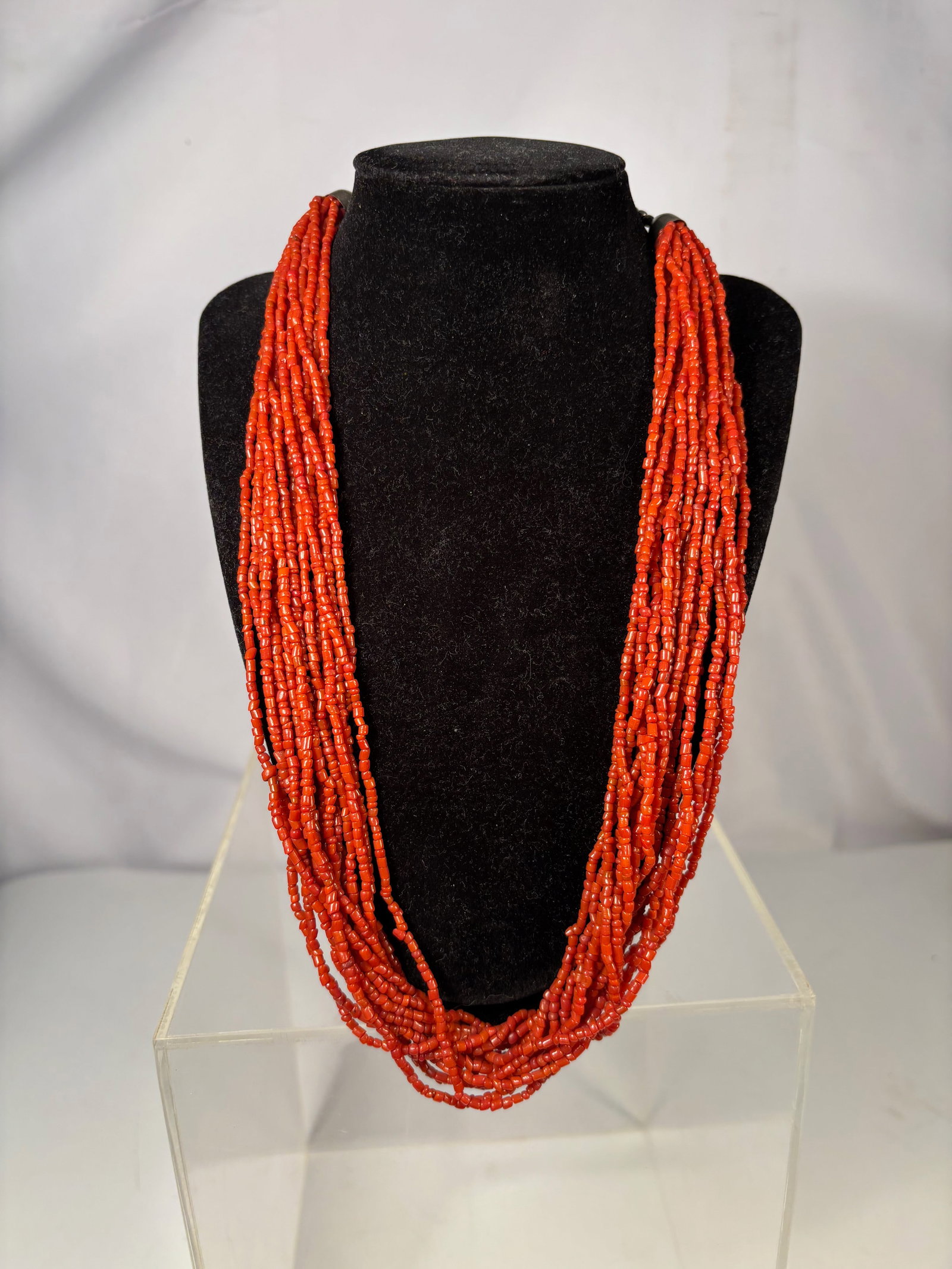 A Multi-Strand Red Coral Seed Bead Necklace (1 of 5)