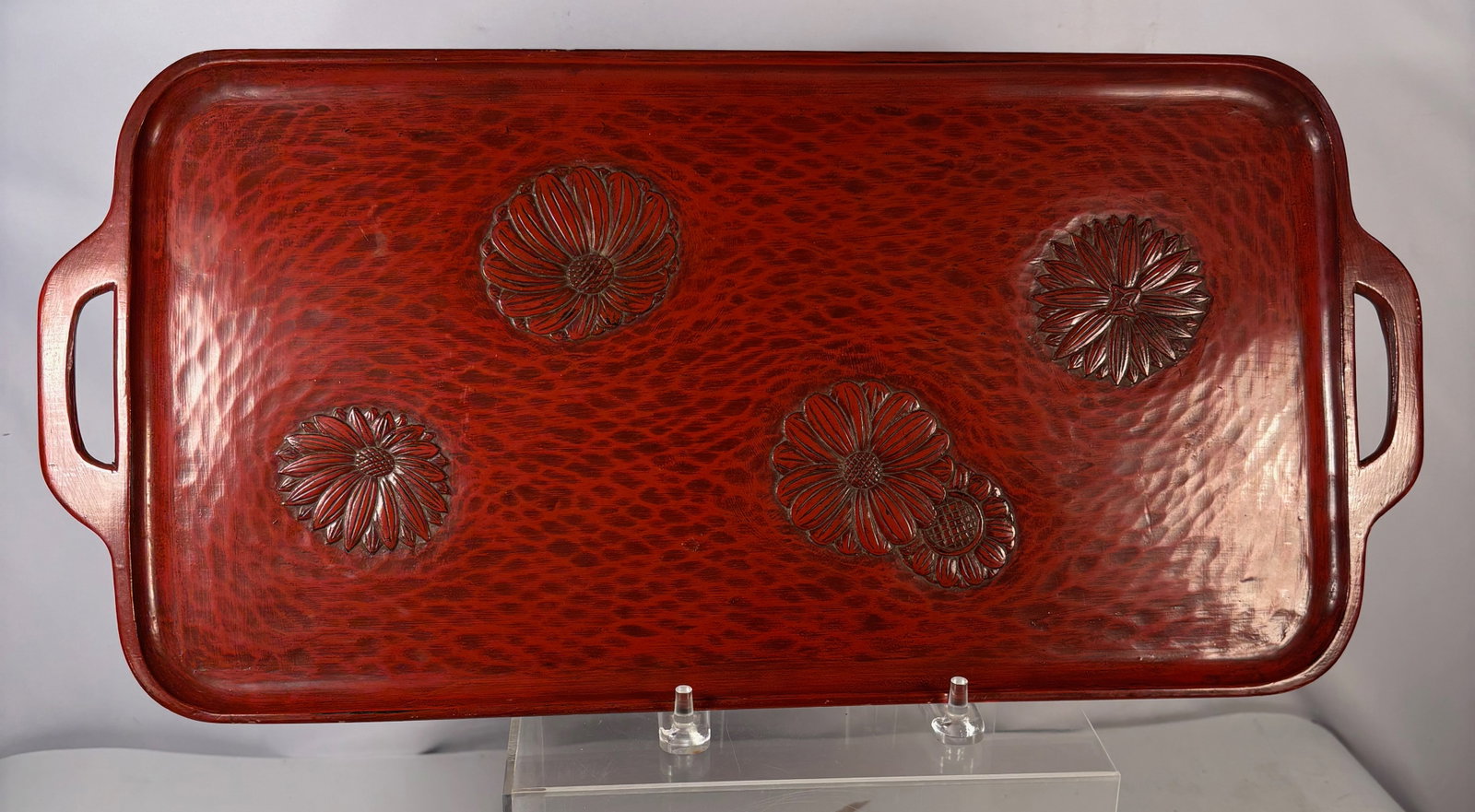 A Japanese Red Lacquer Tray with Chrysanthemum Motifs (1 of 7)