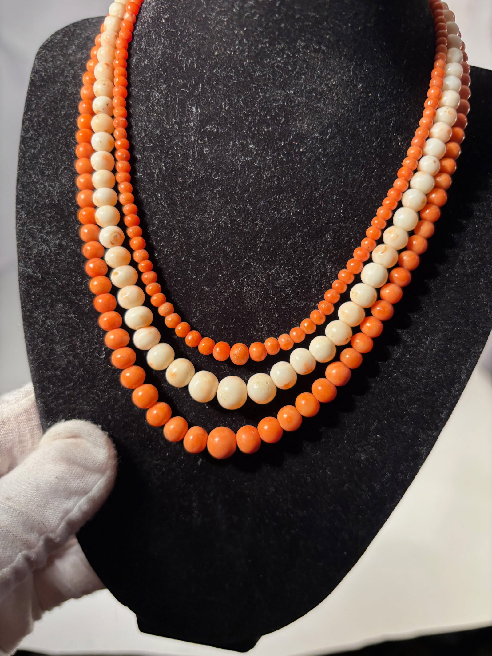 Three-Strand Coral Bead Necklace - 2