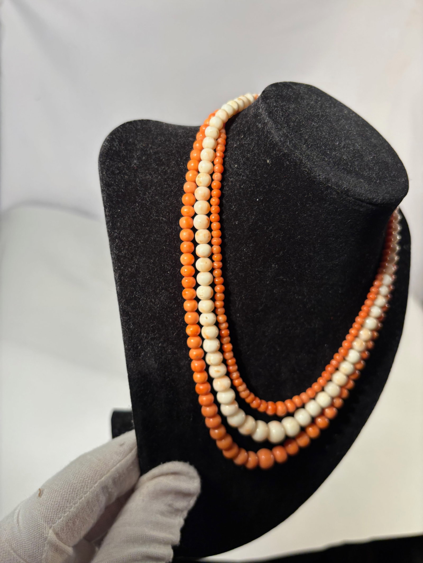 Three-Strand Coral Bead Necklace - 3
