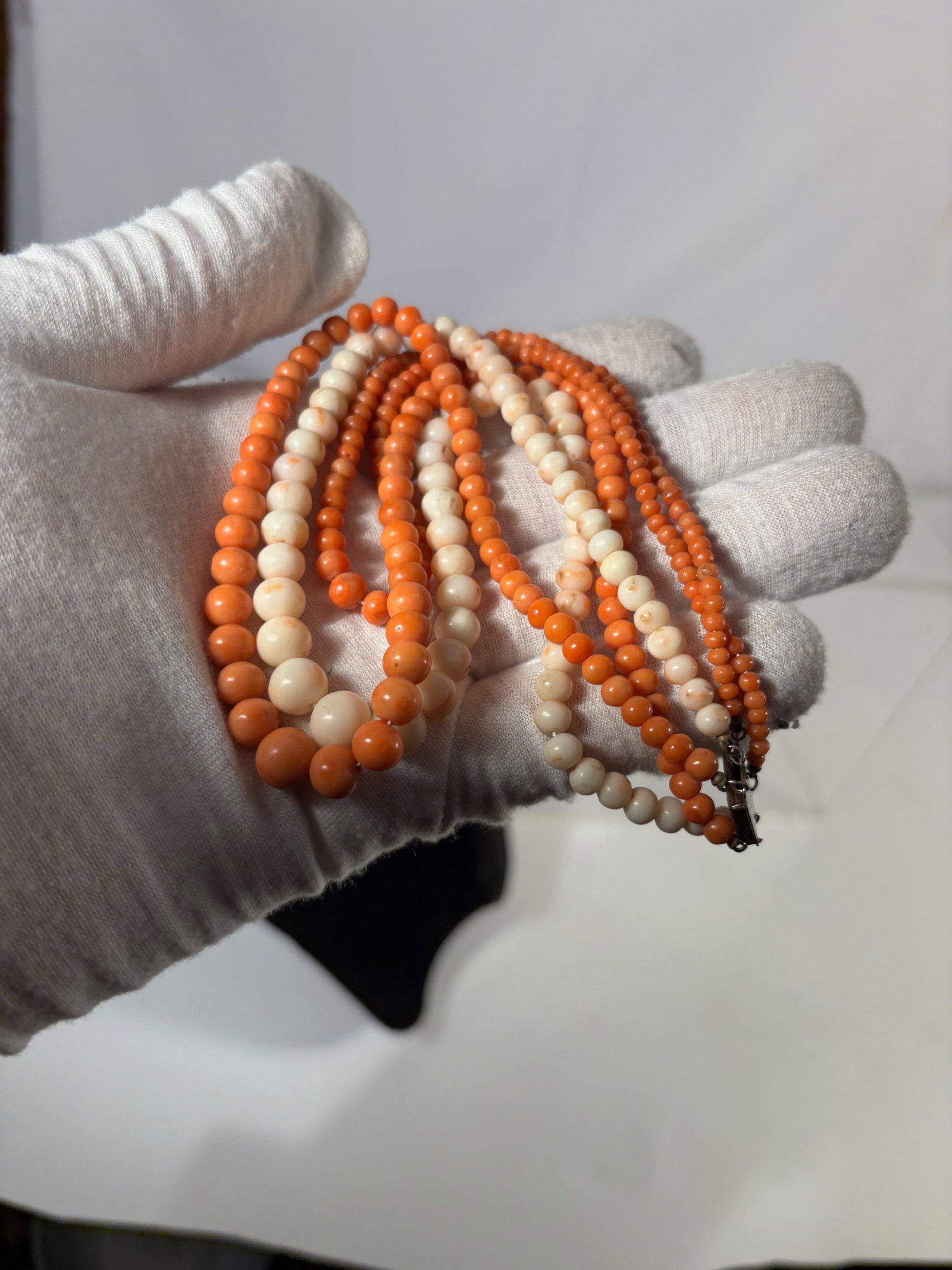 Three-Strand Coral Bead Necklace - 7