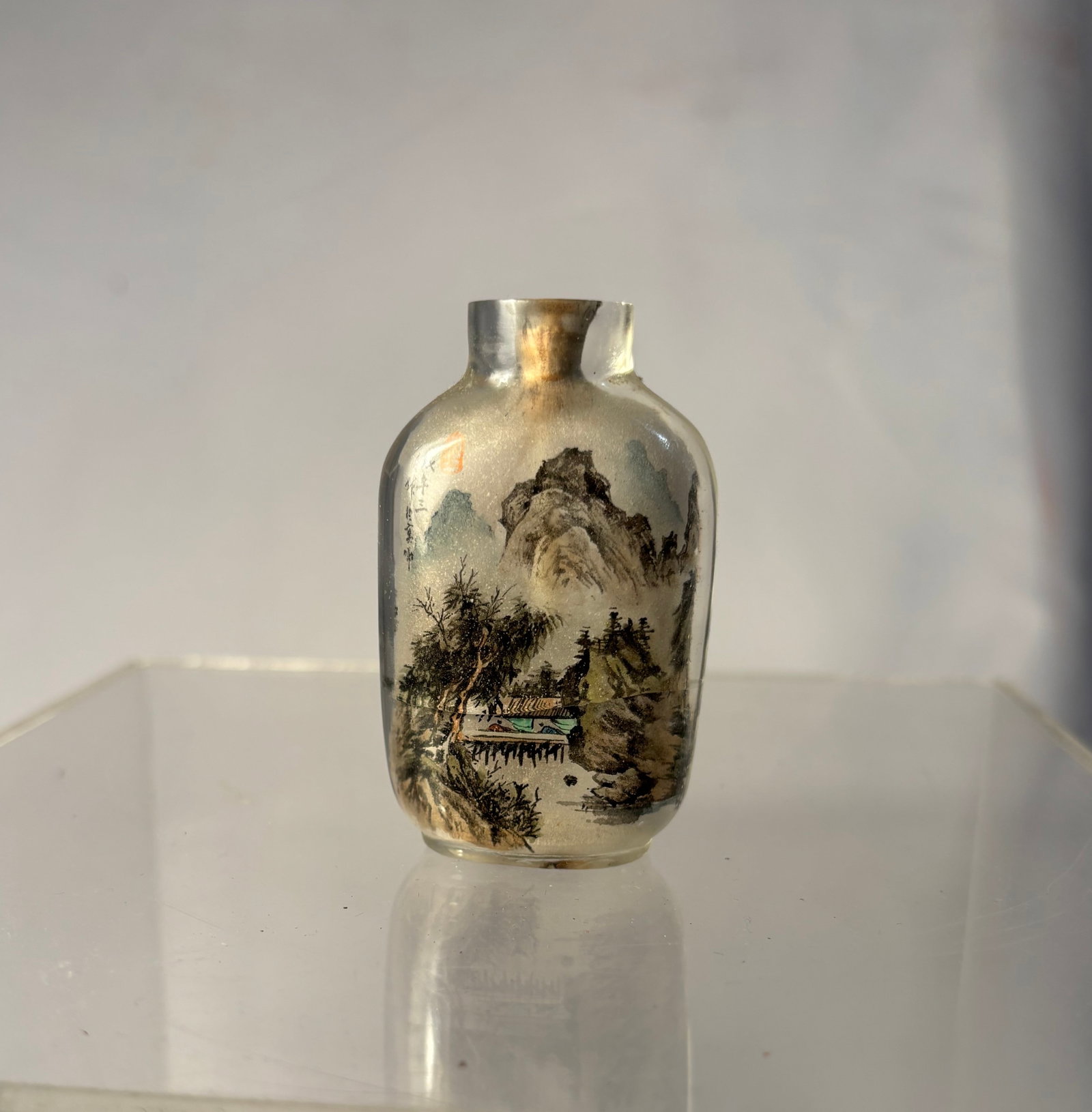 Chinese Inside Painted Landscape Snuff Bottle signed - 2