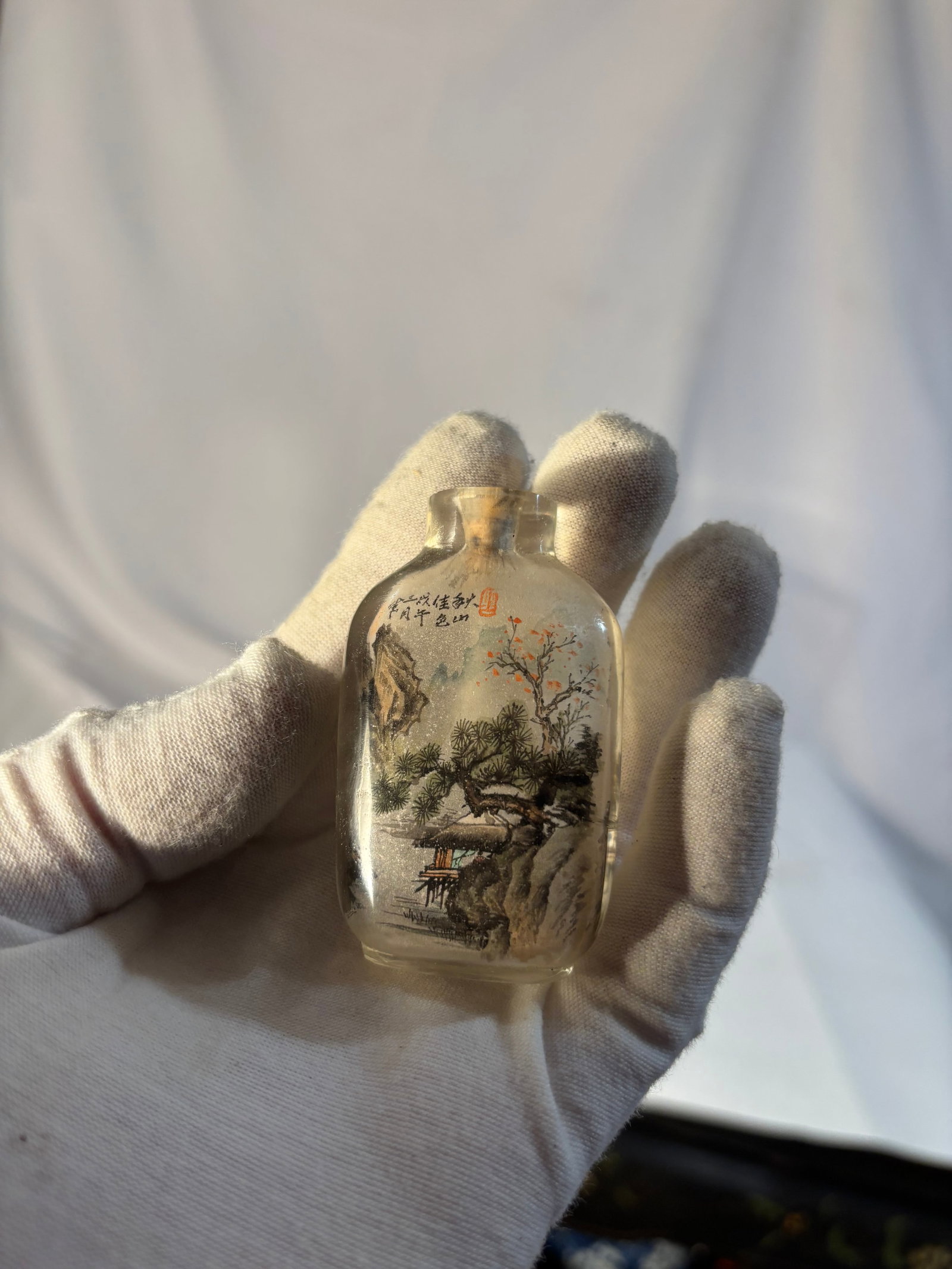 Chinese Inside Painted Landscape Snuff Bottle signed - 5