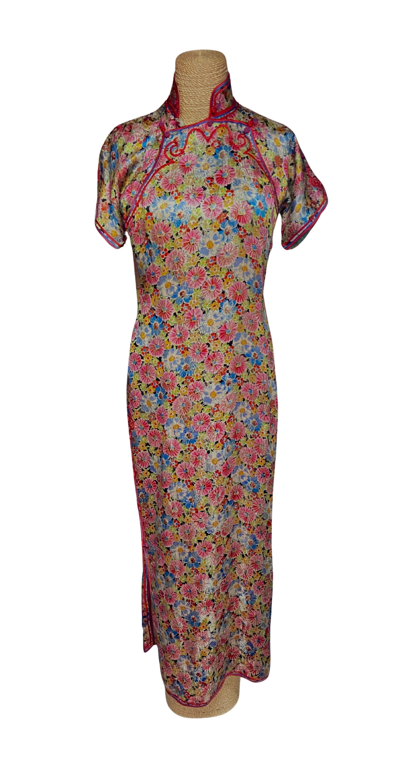 Chinese Silk Brocade Floral Qipao Dress, Early to Mid-20th Century (1 of 16)