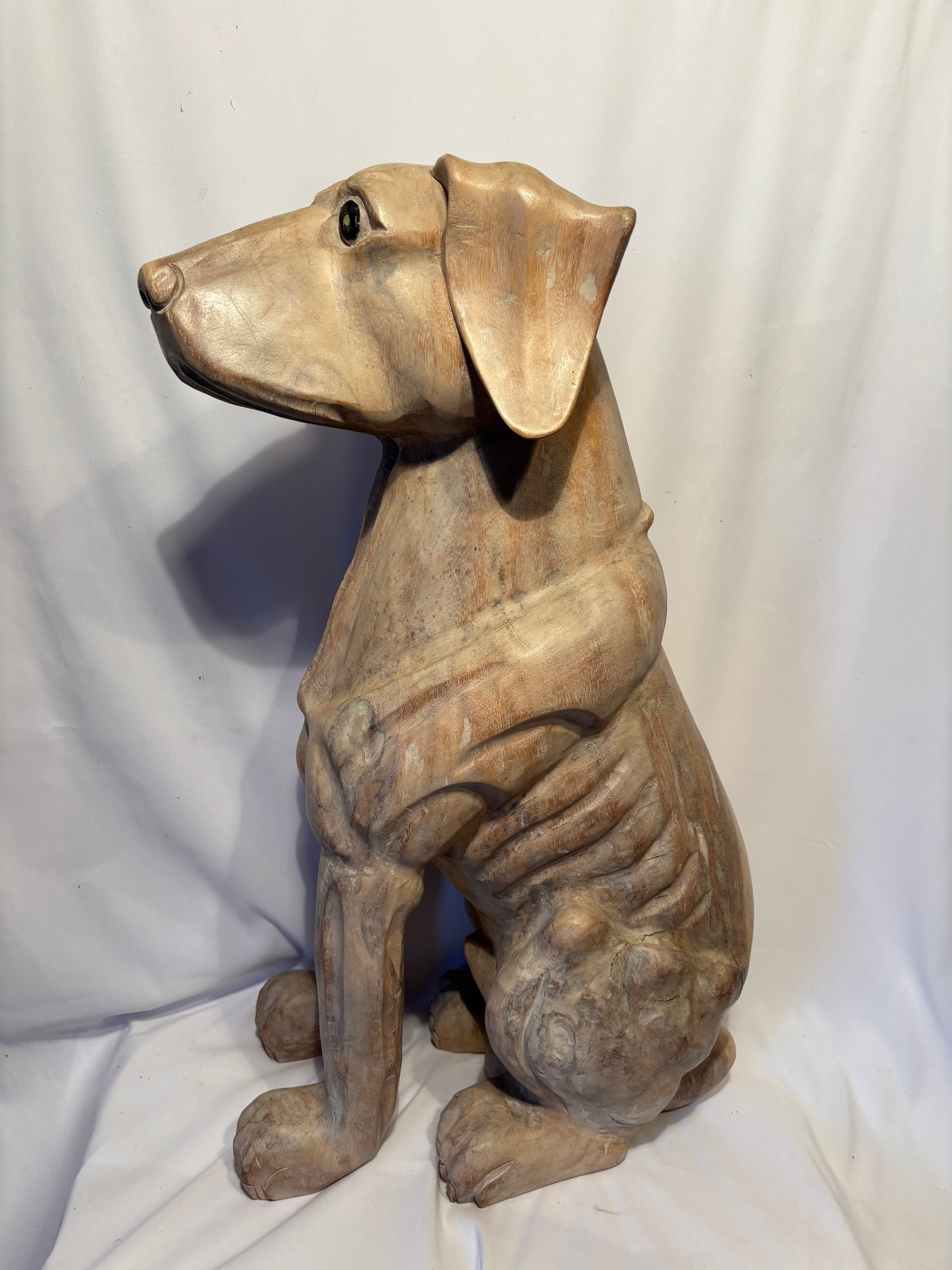 Monumental One-Piece Carved Wooden Dog Figure 30 inches Tall (1 of 18)