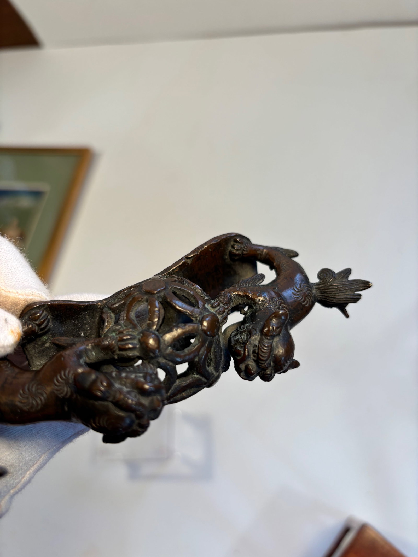 A Chinese gilted and red lacquered bronze Happy buddha Statue (1 of 3)