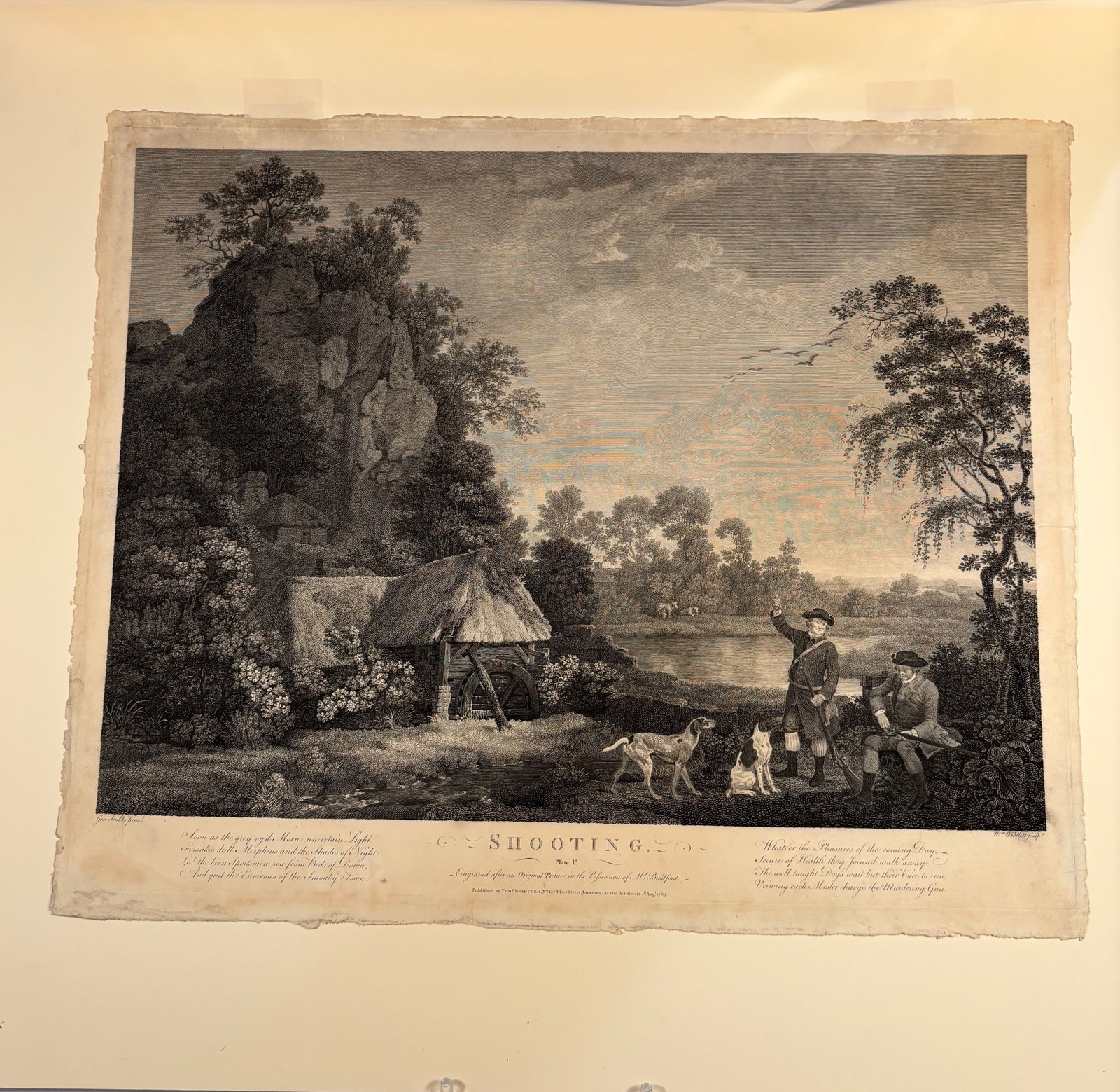 George Stubbs (1724–1806), after, engraved by William Woollett — Shooting, Plate I, 1769: Engraving with etching by William Woollett, after George Stubbs, Shooting, Plate I, published by Thomas Bradford, London, 1 August 1769. The first plate from Stubbs’s celebrated Shooting series,