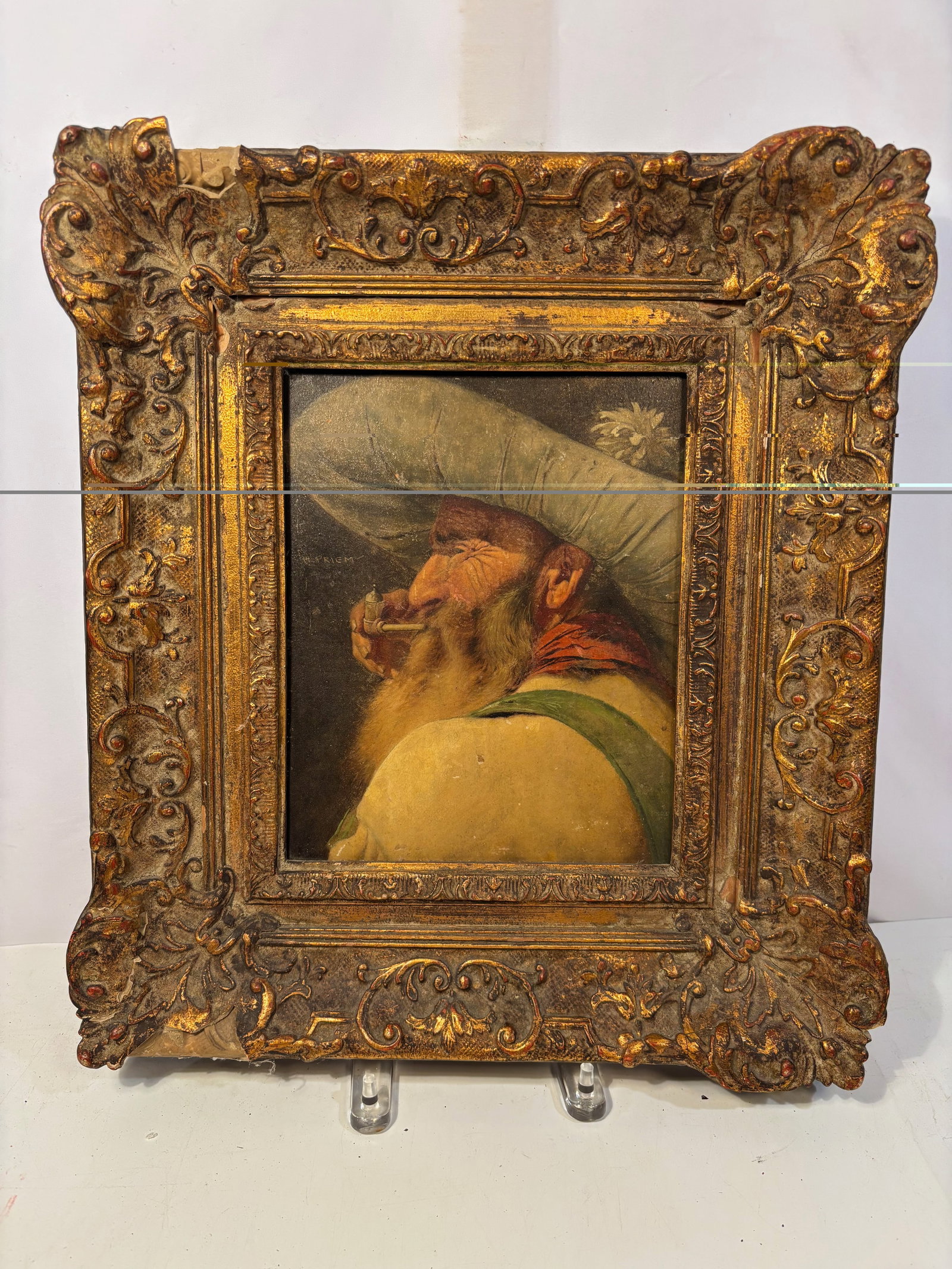 H. Priem (Continental, 20th Century), Portrait of a Bearded Man with a Pipe, Oil on Canvas (1 of 6)