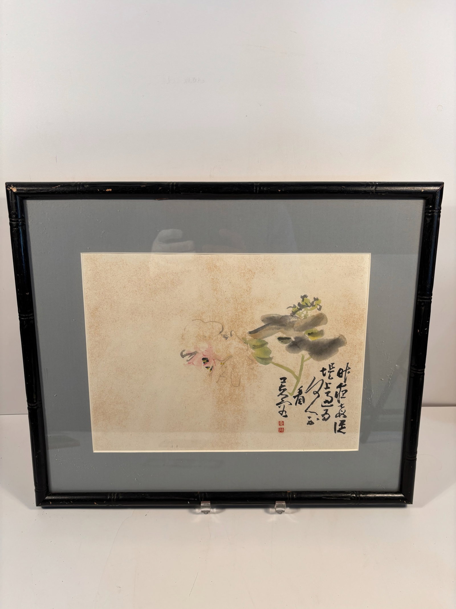 Huang Shen, (1687-1772), "FLOWER " ink and color on paper ; Red ink Sealed ; Frame Height: 15.5: Huang Shen (??, 1687–approximately 1772) was a renowned Chinese painter of the Qing dynasty. He was one of the “Eight Eccentrics of Yangzhou,” a group of innovative and unconventional painte