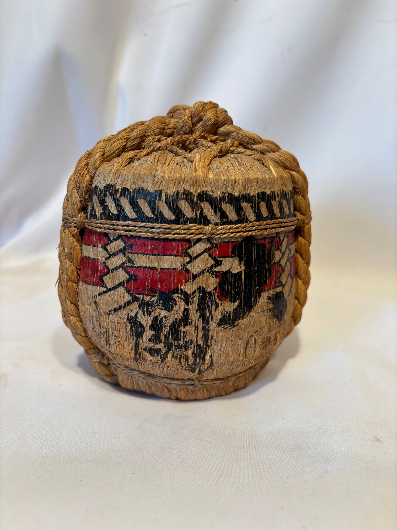 Vintage Japanese Straw-Wrapped Ceramic Sake Jug (Sake Daru) (1 of 7)