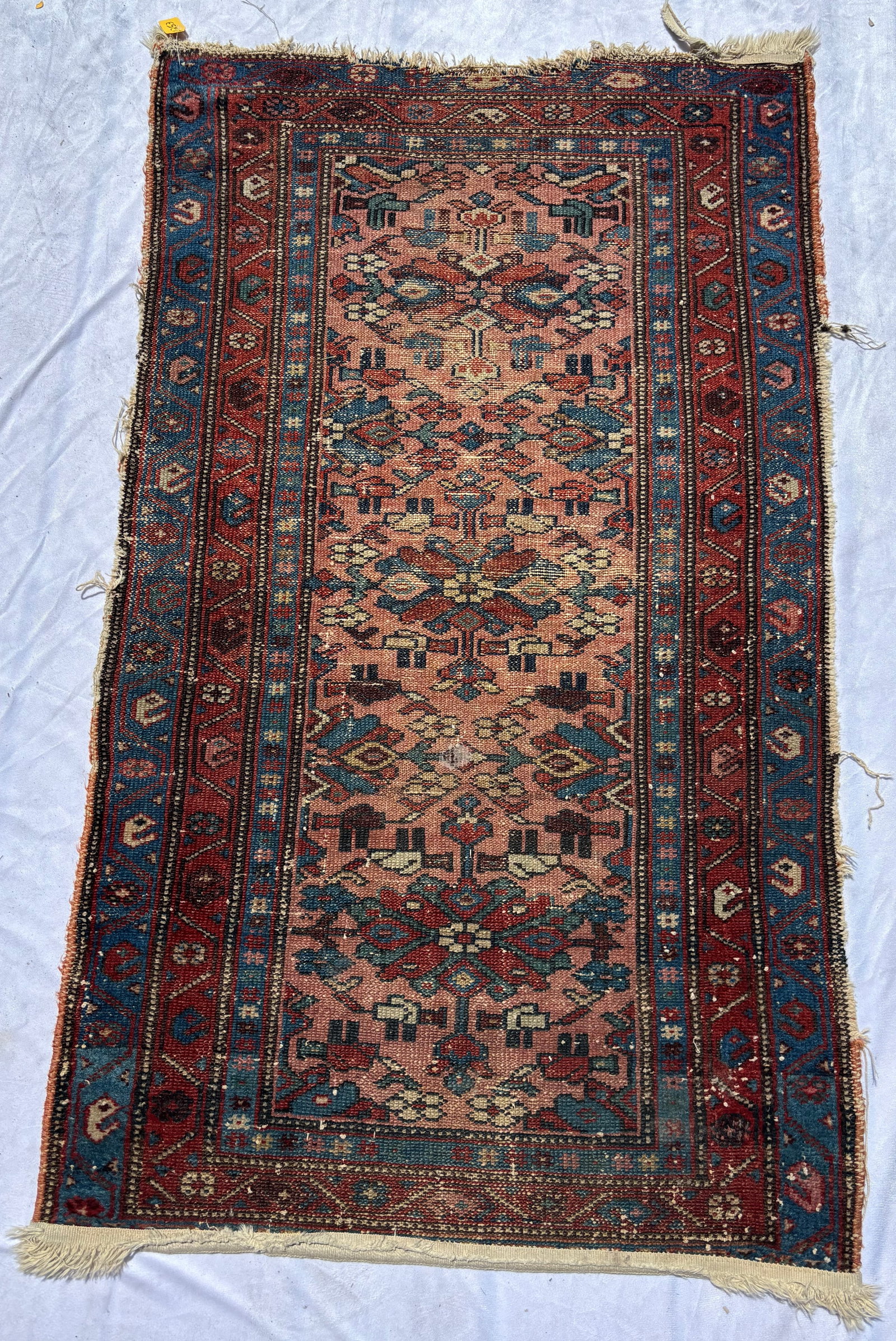 Antique Persian Kurdish Style Runner Rug, Tribal Geometric Design, 46 x 25 (1 of 6)