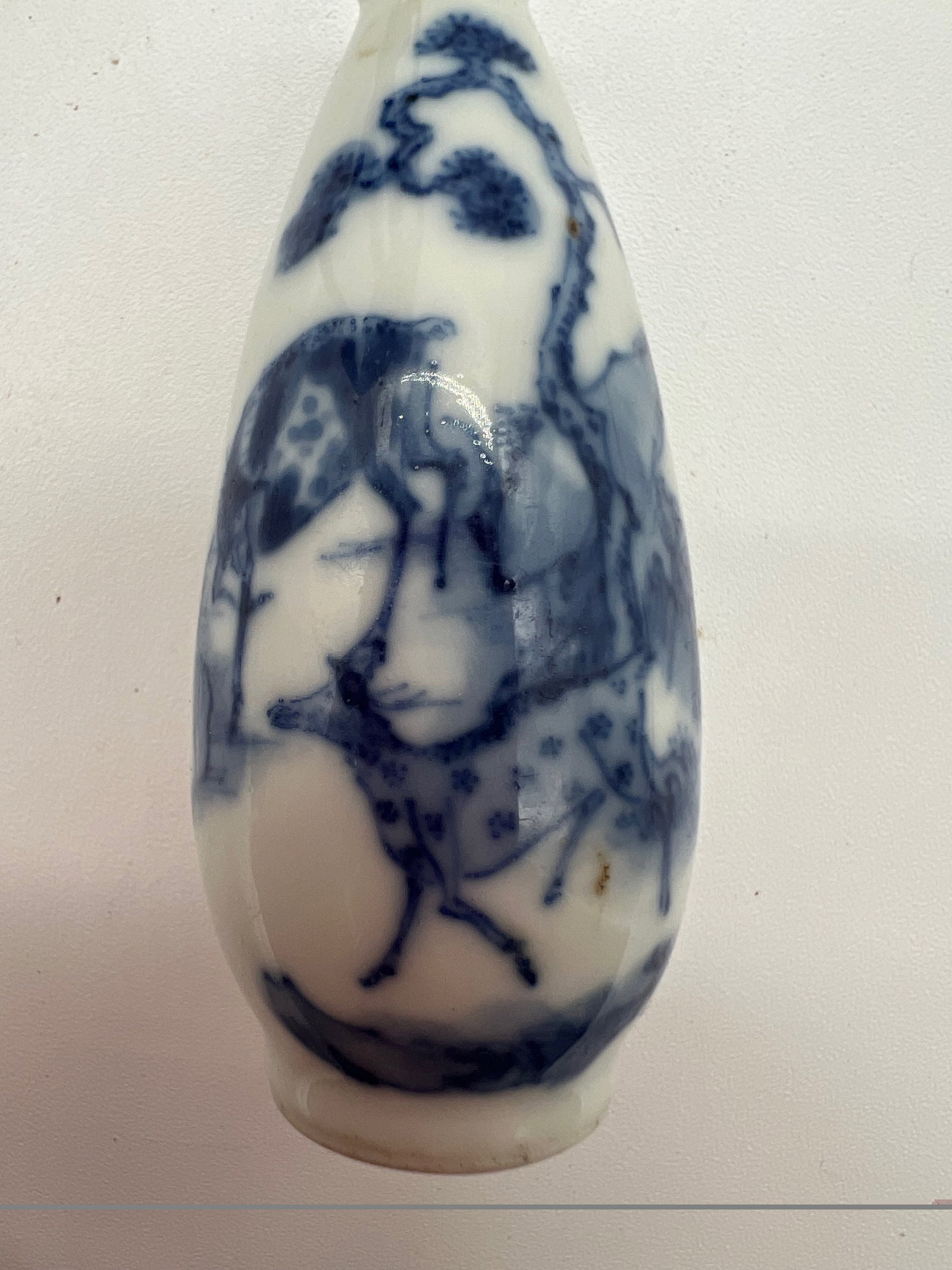 A Chinese blue and white porcelain hand painted snuff bottle (1 of 4)