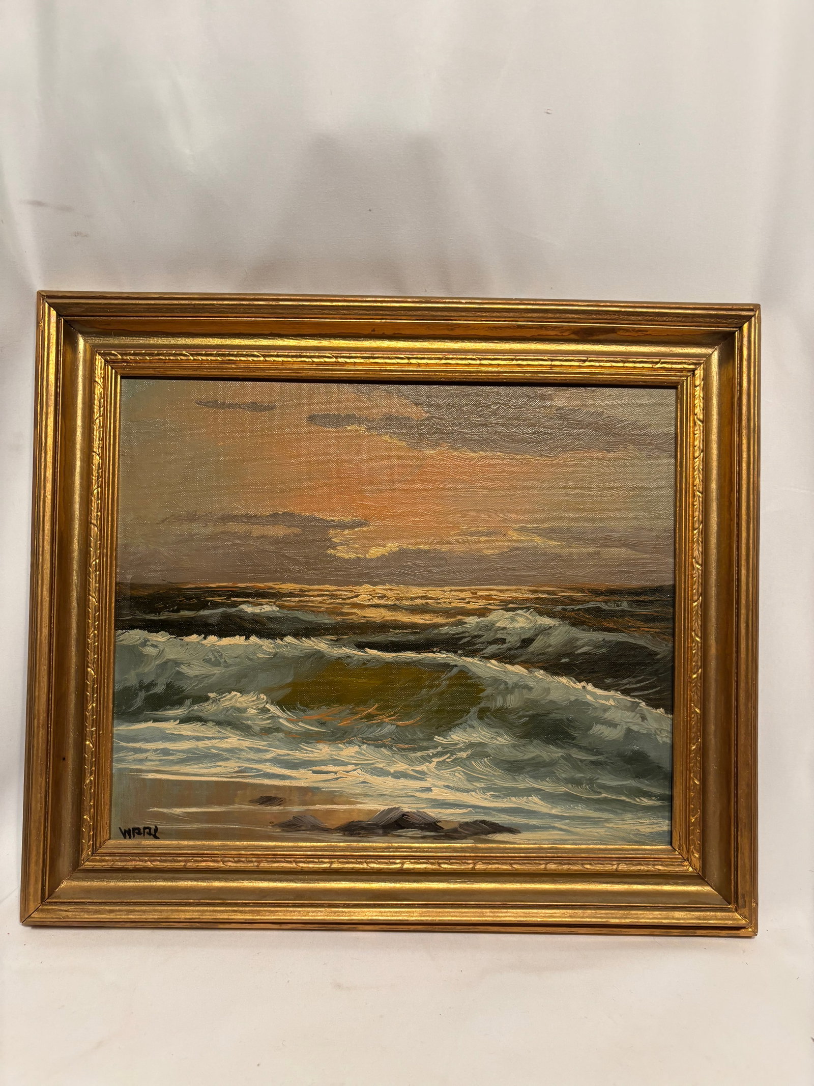 Signed Coastal Seascape Oil on Panel Painting (1 of 7)