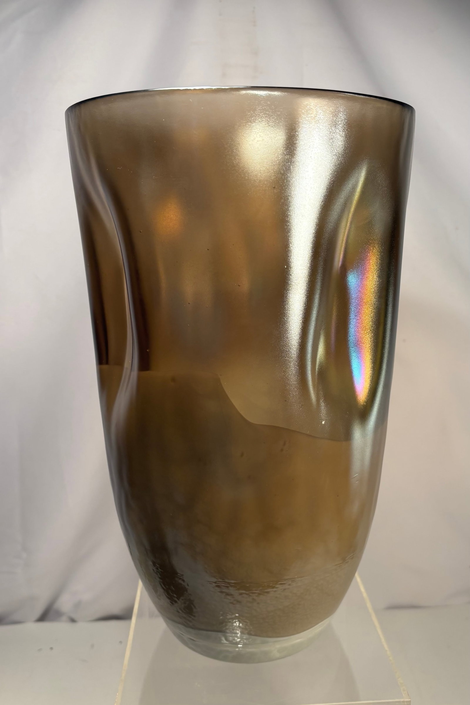Vintage Murano Venezia Amber Art Glass Vase, Made in Italy, 13.5 In. (1 of 10)