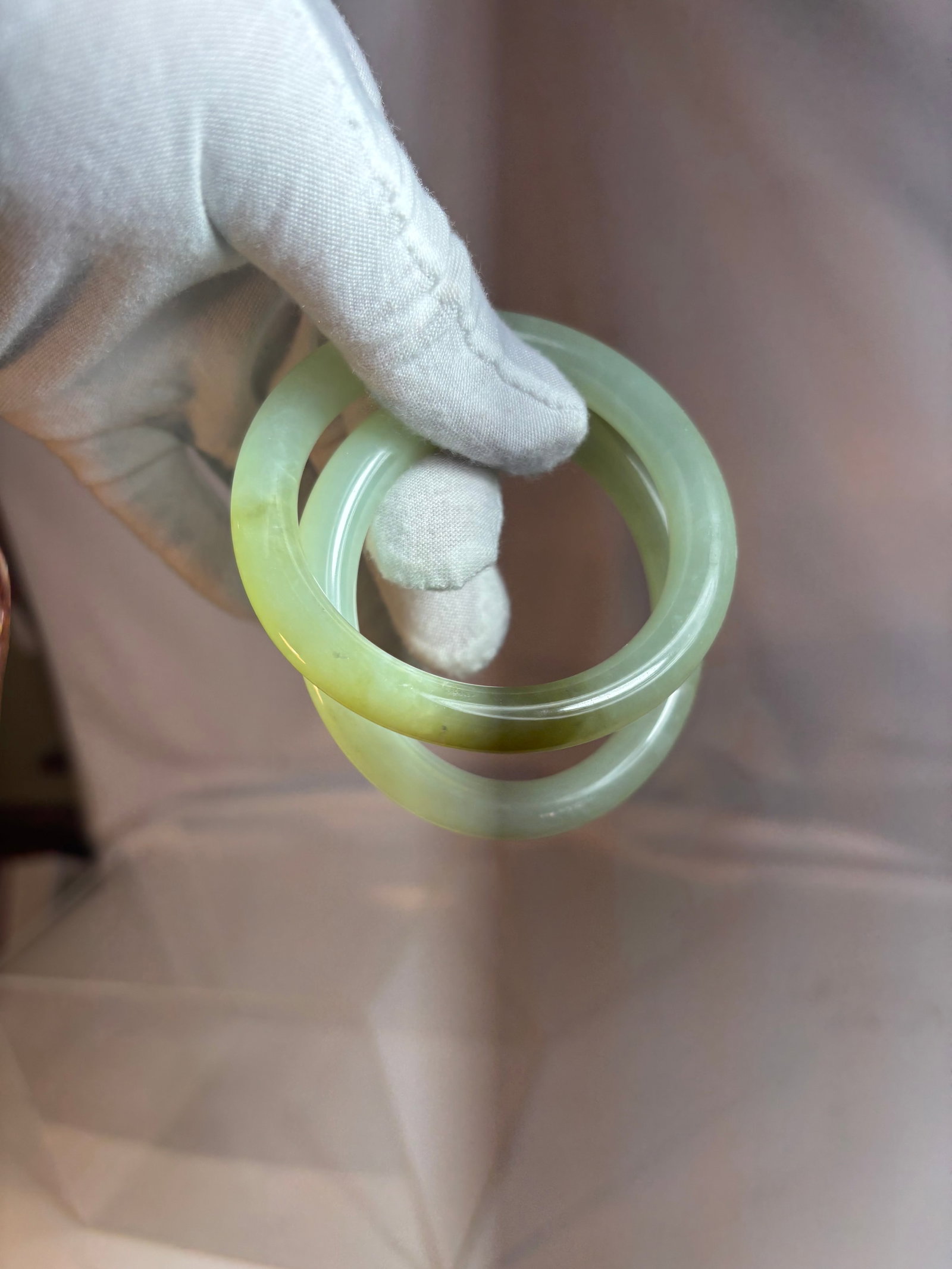 Pair of Chinese Jade Bangles - 2