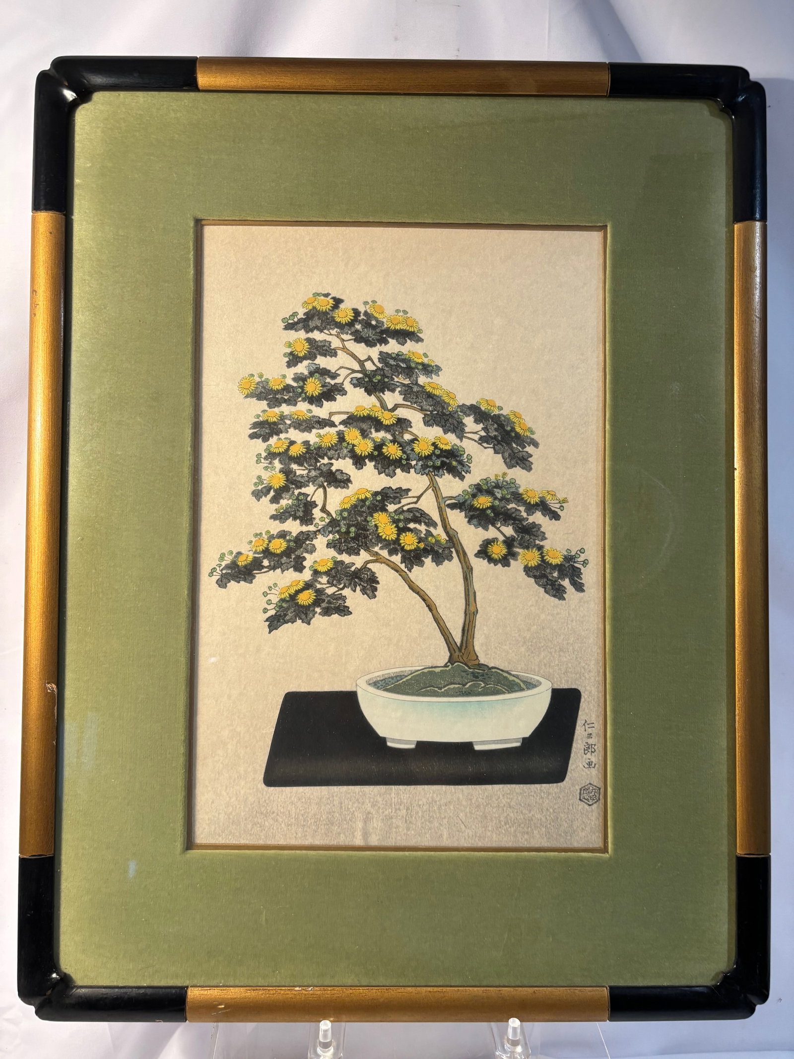 Japanese Woodblock Print “Potted Chrysanthemums?? by Nisaburo Ito ( (1905–2001) (1 of 8)