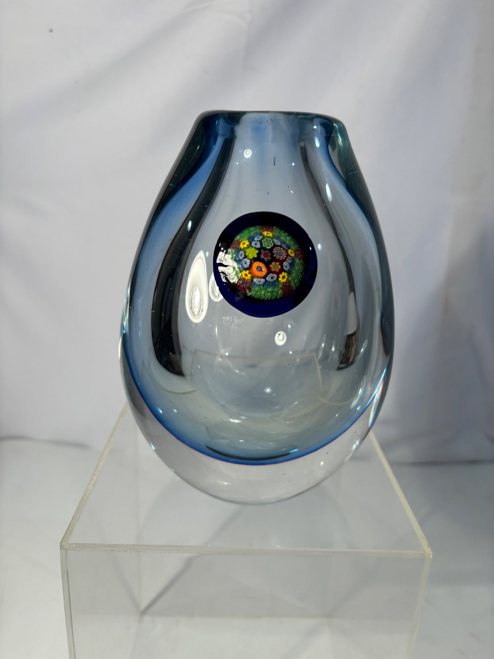 A Murano-Style Heavy Art Glass Vase with Millefiori Decoration (1 of 5)