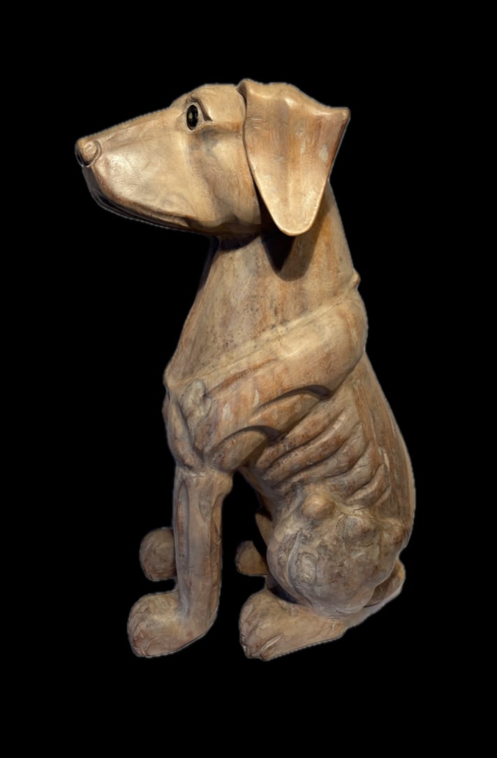 Monumental One-Piece Carved Wooden Dog Figure 30 inches Tall (1 of 18)