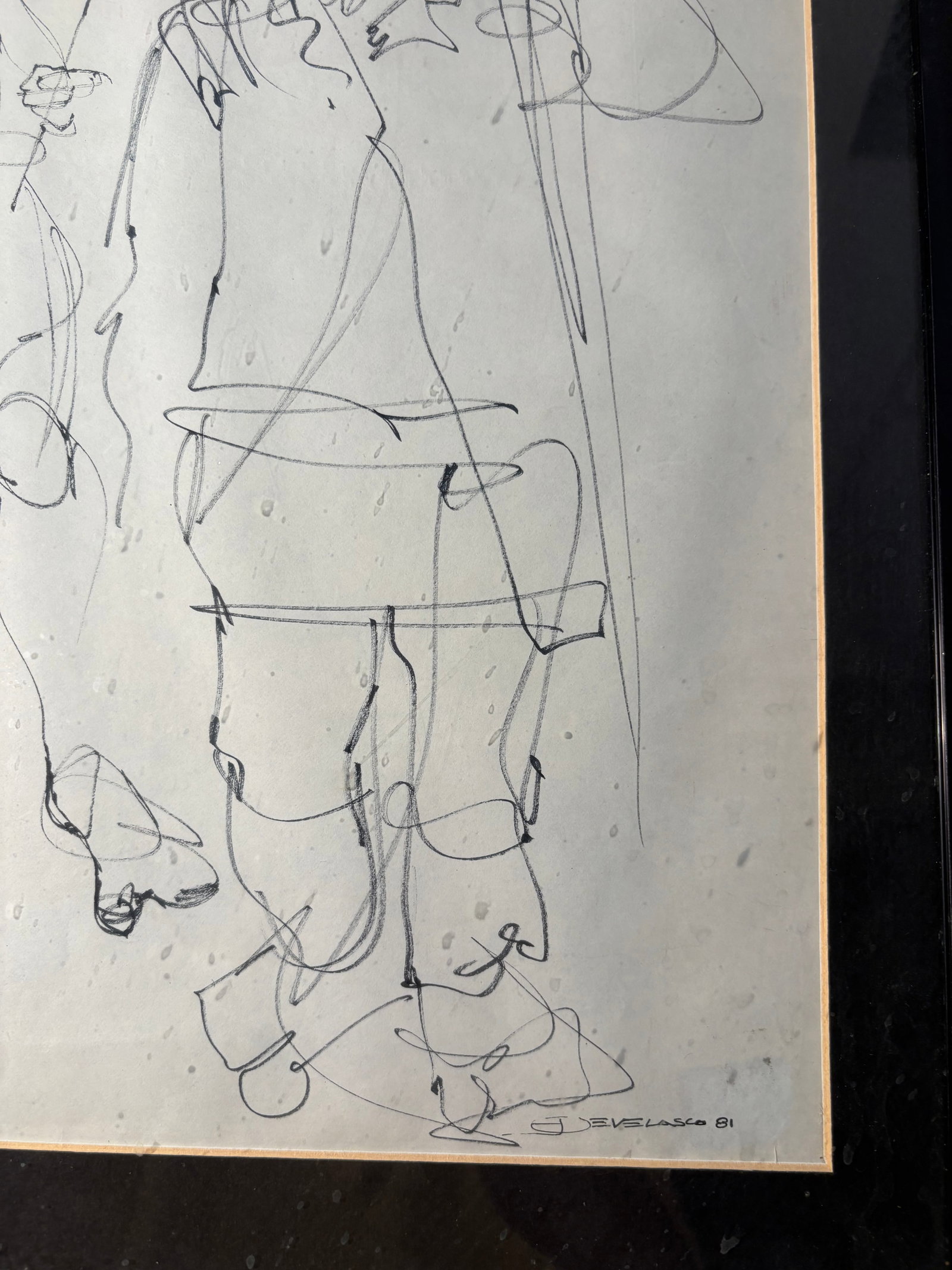 Signed J. Evelasco 1981 Continuous Line Figure Drawing - 4