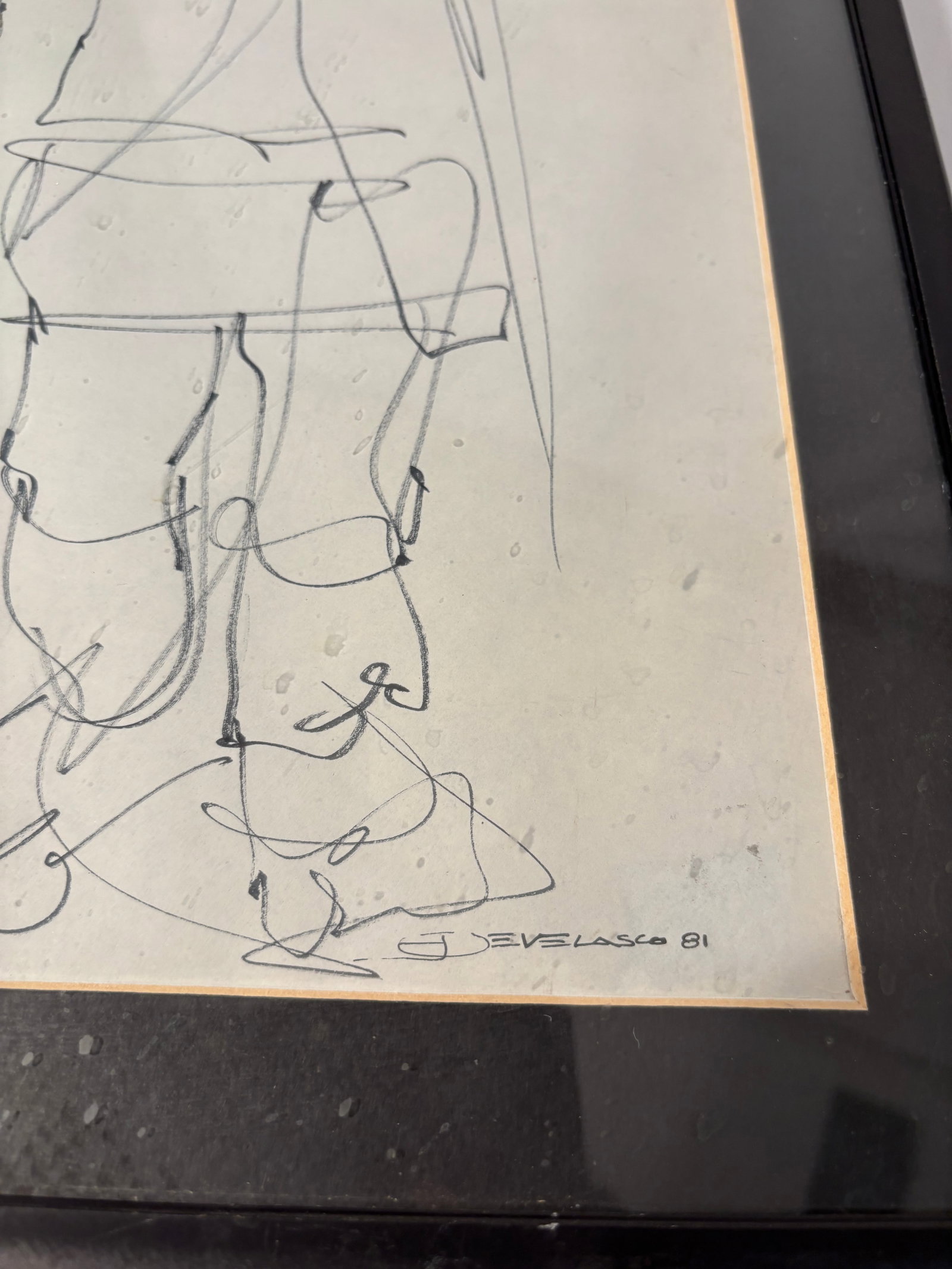 Signed J. Evelasco 1981 Continuous Line Figure Drawing - 6