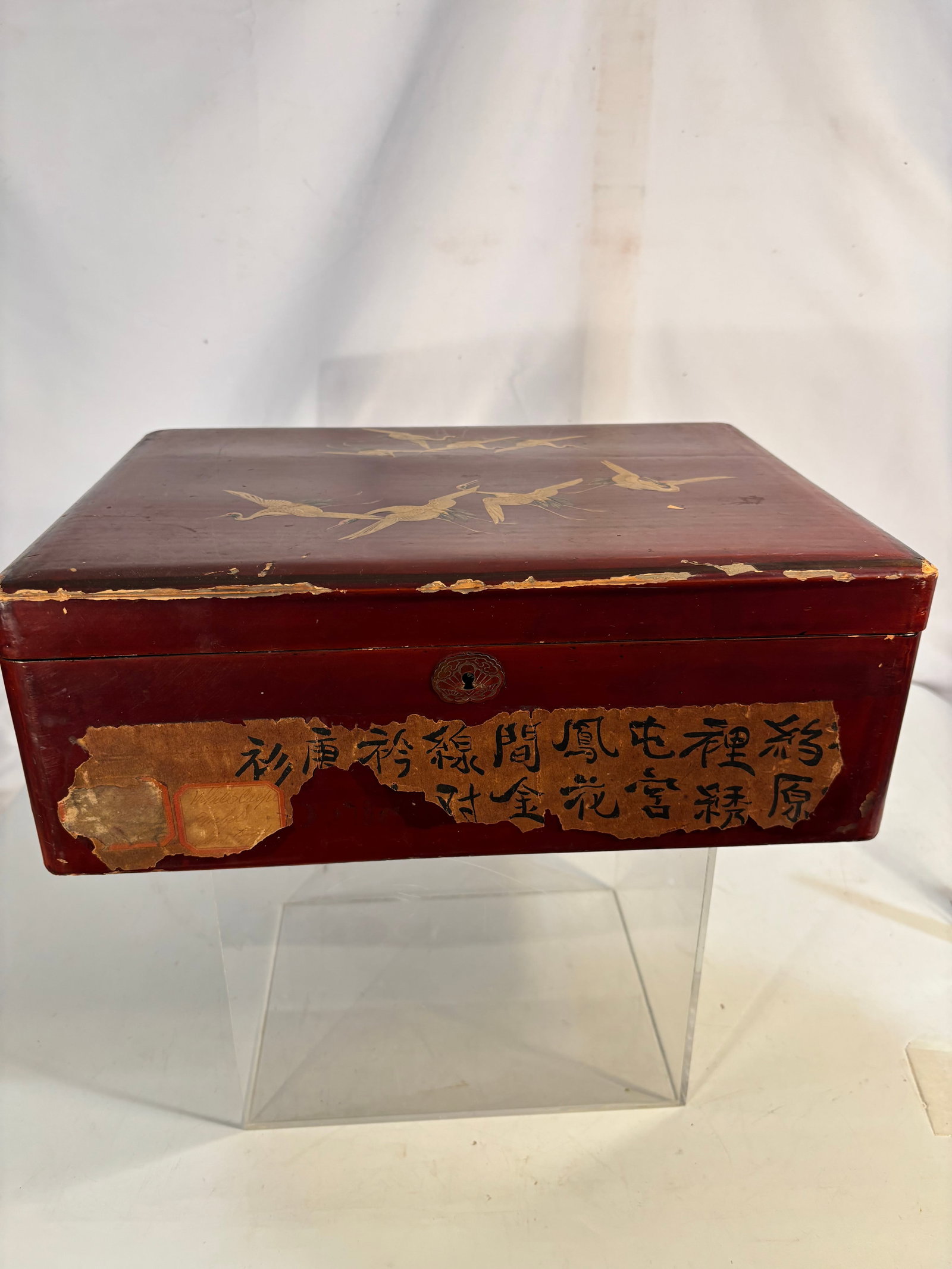 Japanese Red-Lacquer Box with Gilt Cranes Meiji period (1868–1912) (1 of 7)