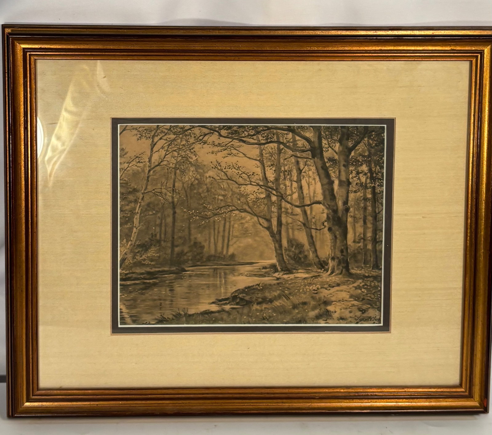Laurits Sørensen (Danish, 1882–1968) Woodland Stream Charcoal Drawing (1 of 10)