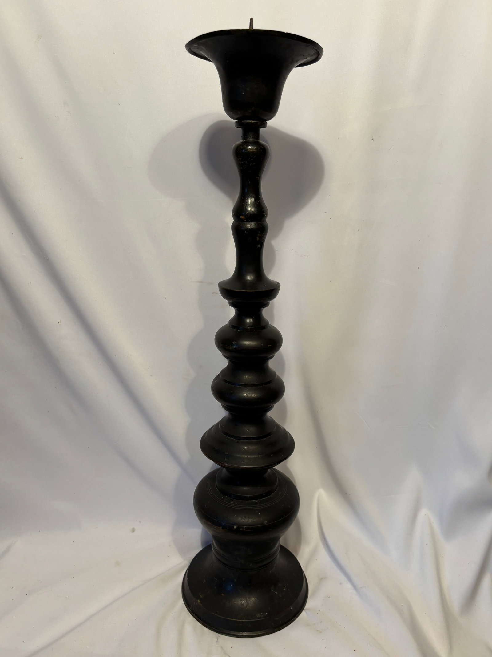 Large Japanese Buddhist Bronze Temple Candlestick, Meiji Period, 28??H (1 of 18)