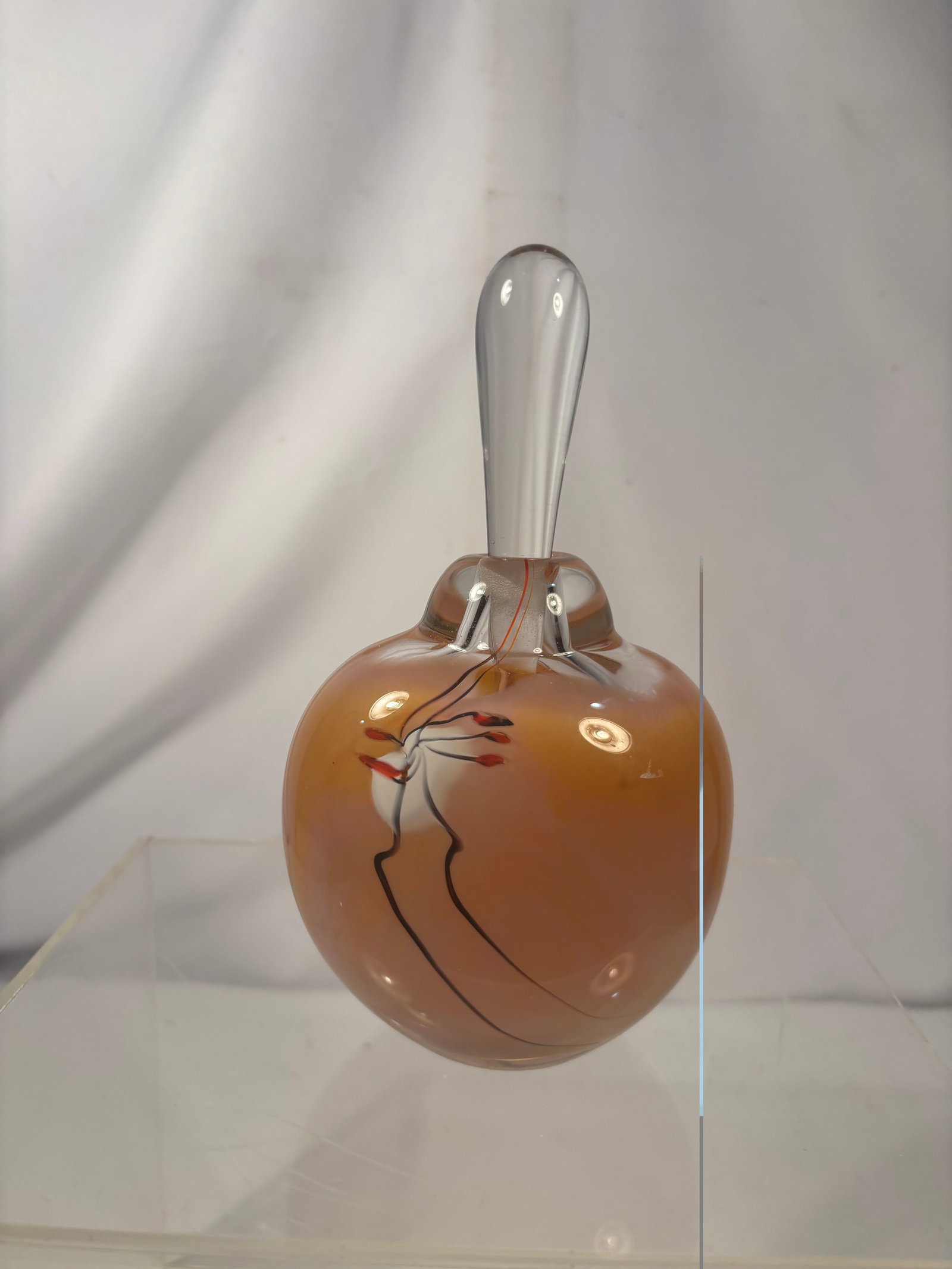 Sharon Fujimoto Handblown Art Glass Perfume Bottle with Stopper signed (1 of 7)
