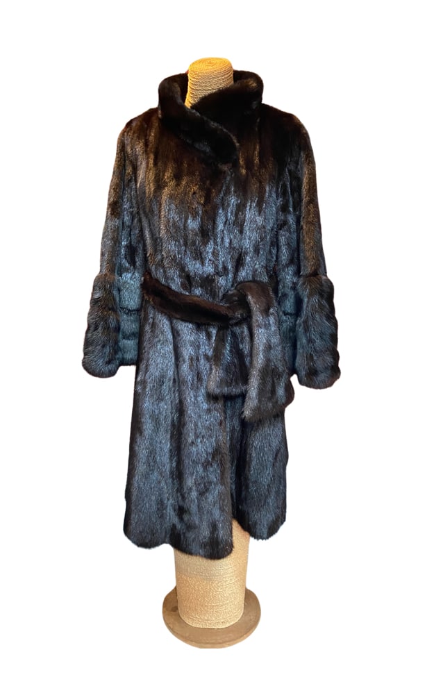 Joseph Poppie Chicago Dark Ranch Mink Fur Coat with Matching Belt (1 of 8)