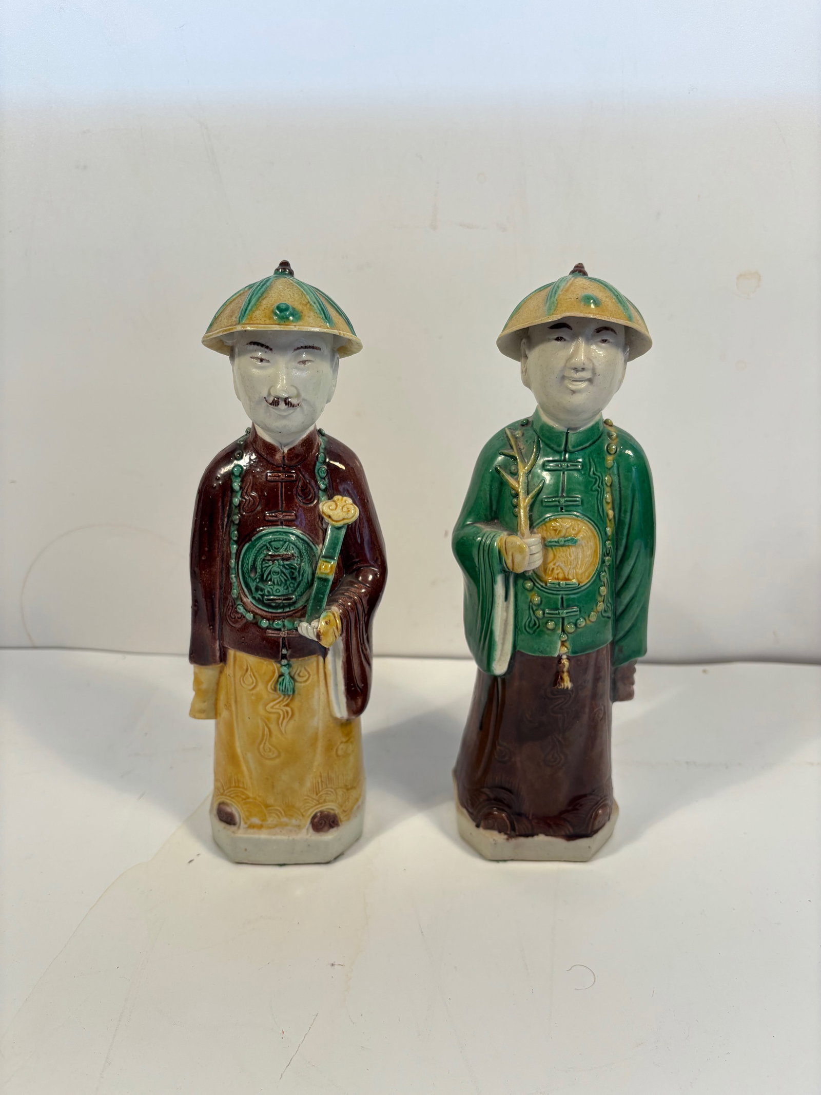 A set of two Chinese porcelain San Cai porcelain figurines