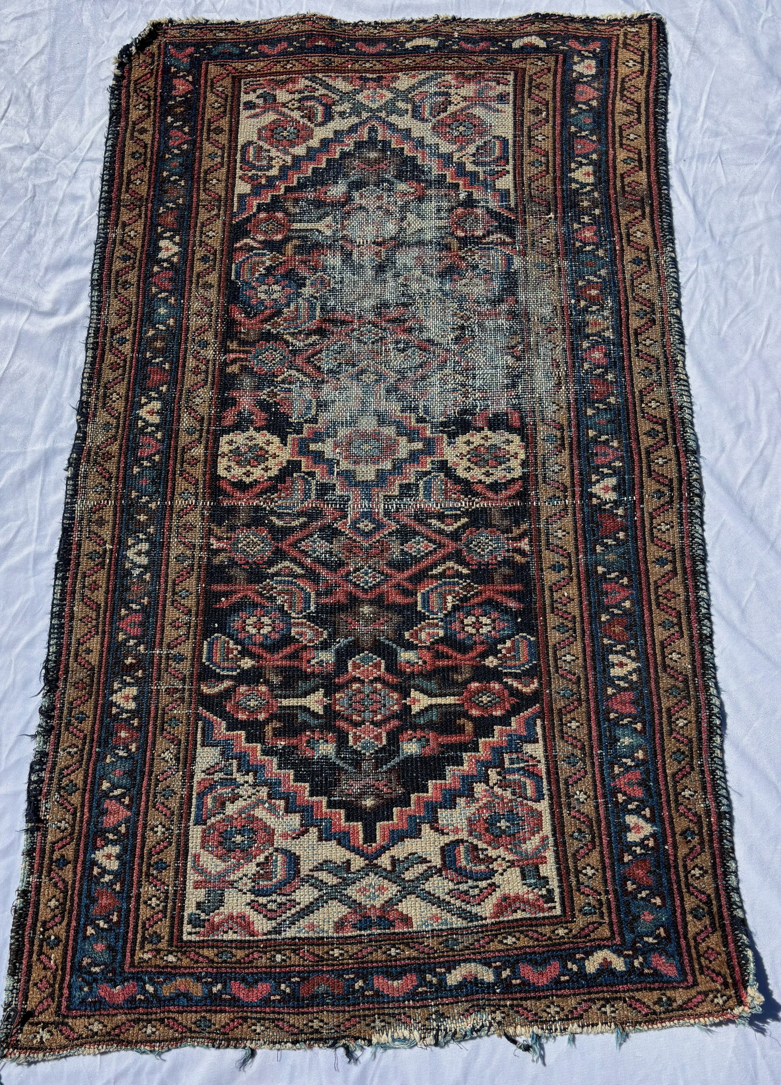 Antique Hand-Knotted Caucasian Style Prayer Rug 46 x 28 inches. (1 of 7)