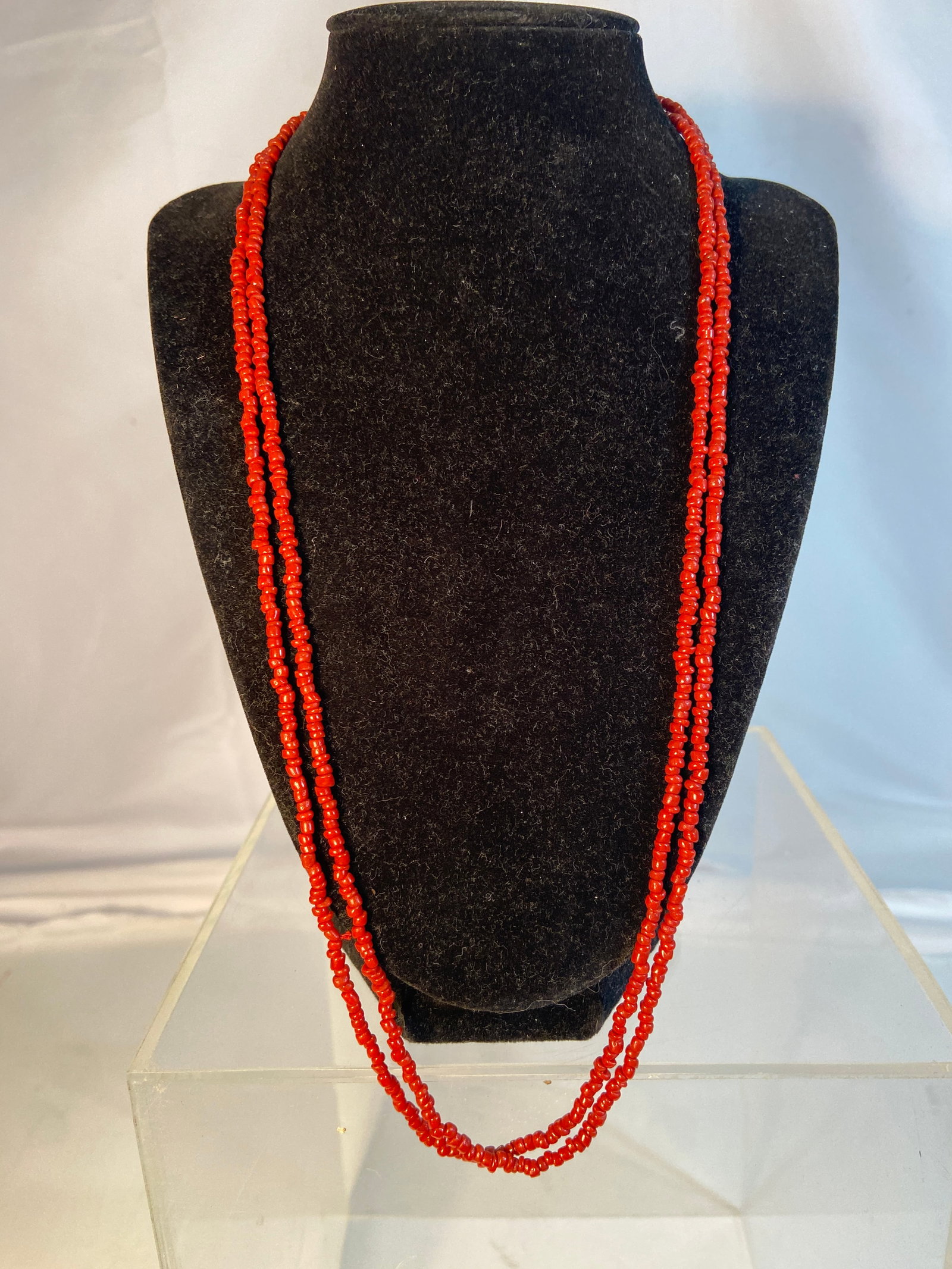 Double Strand Red Coral Bead Necklace (1 of 4)