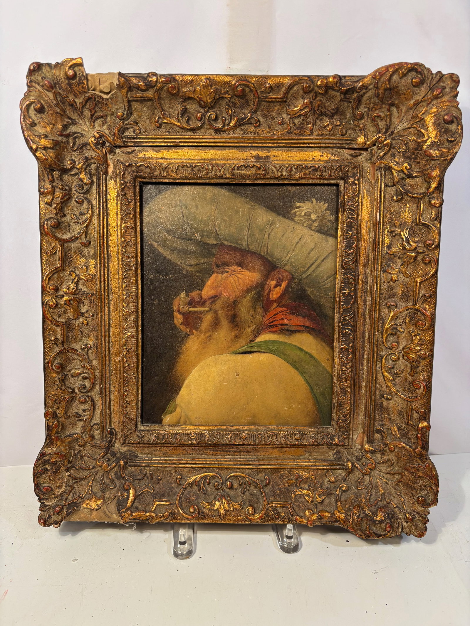 H. Priem (Continental, 20th Century), Portrait of a Bearded Man with a Pipe, Oil on Canvas (1 of 6)