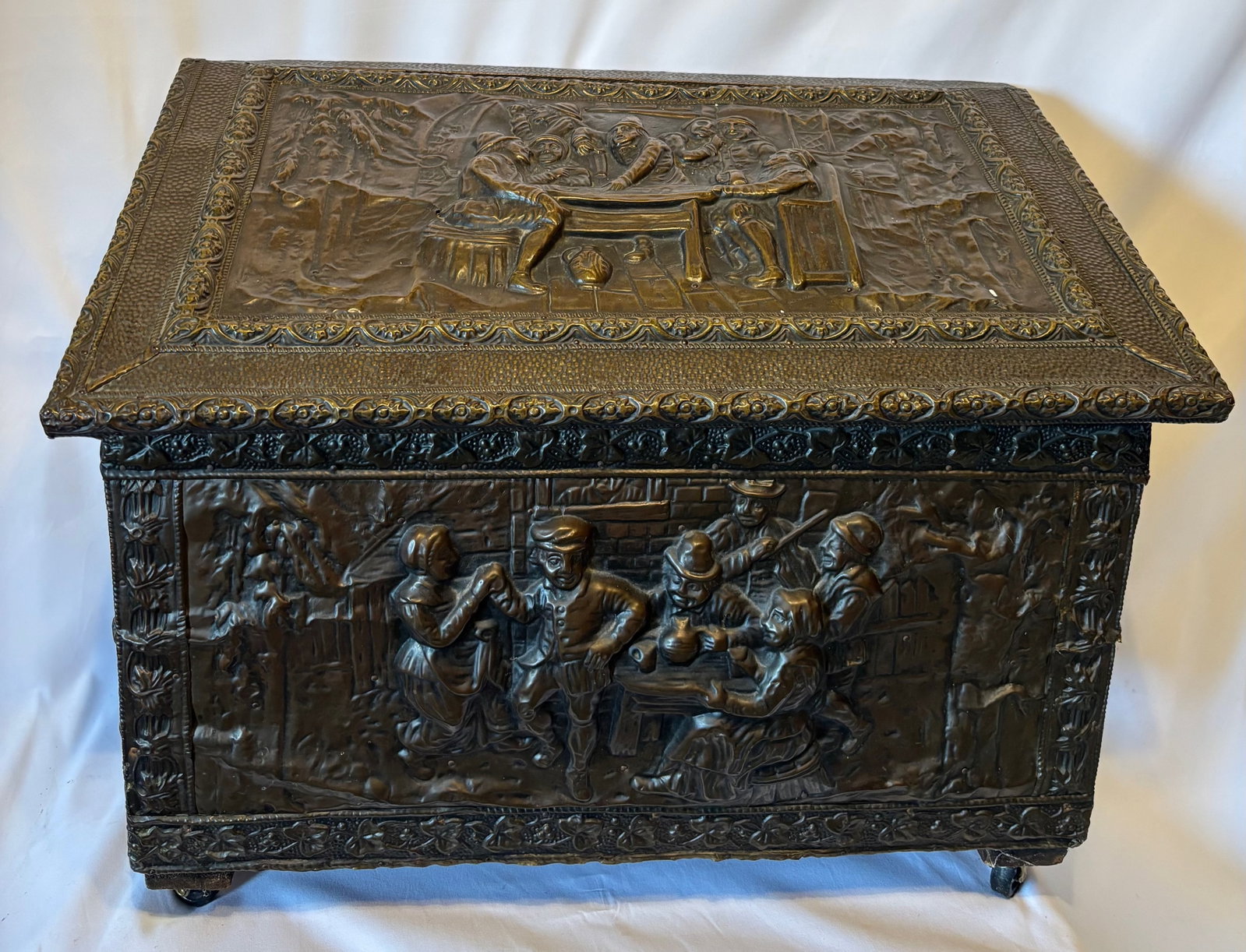 Antique French Style Repoussé Metal Mounted Wooden Box (1 of 14)