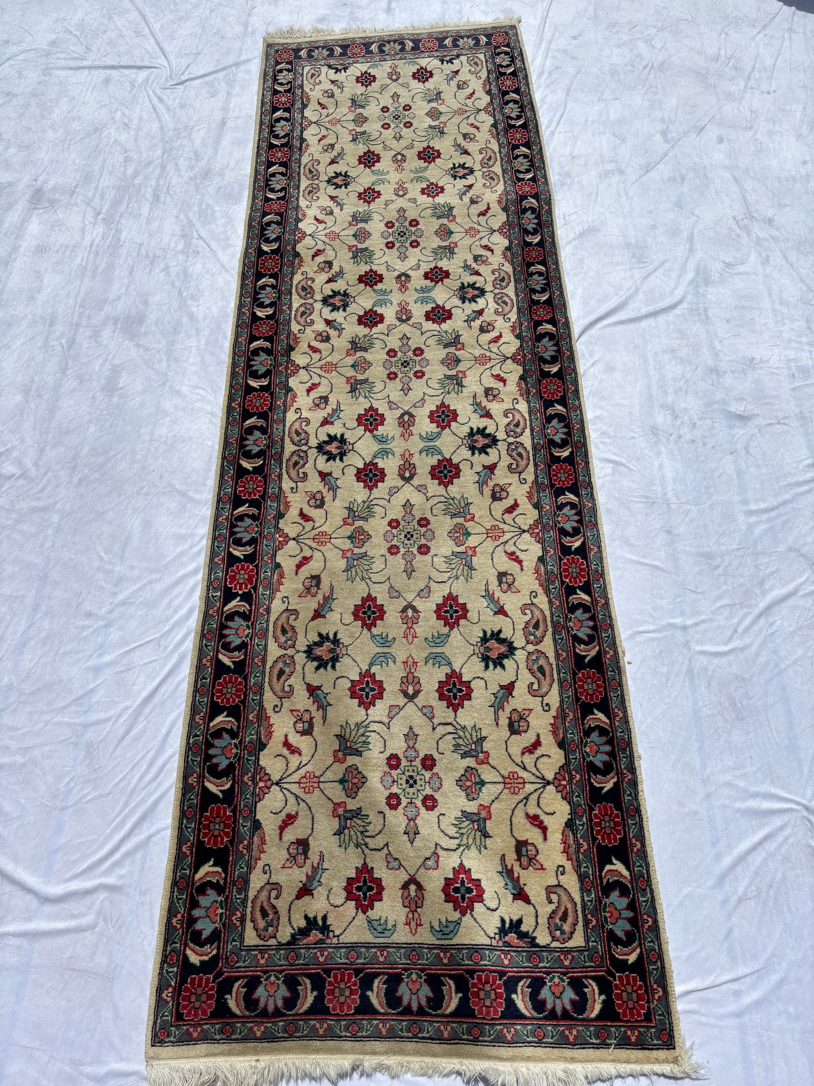 Hand-Knotted Persian Tabriz Style Runner, 103 x 29 Inches (1 of 7)