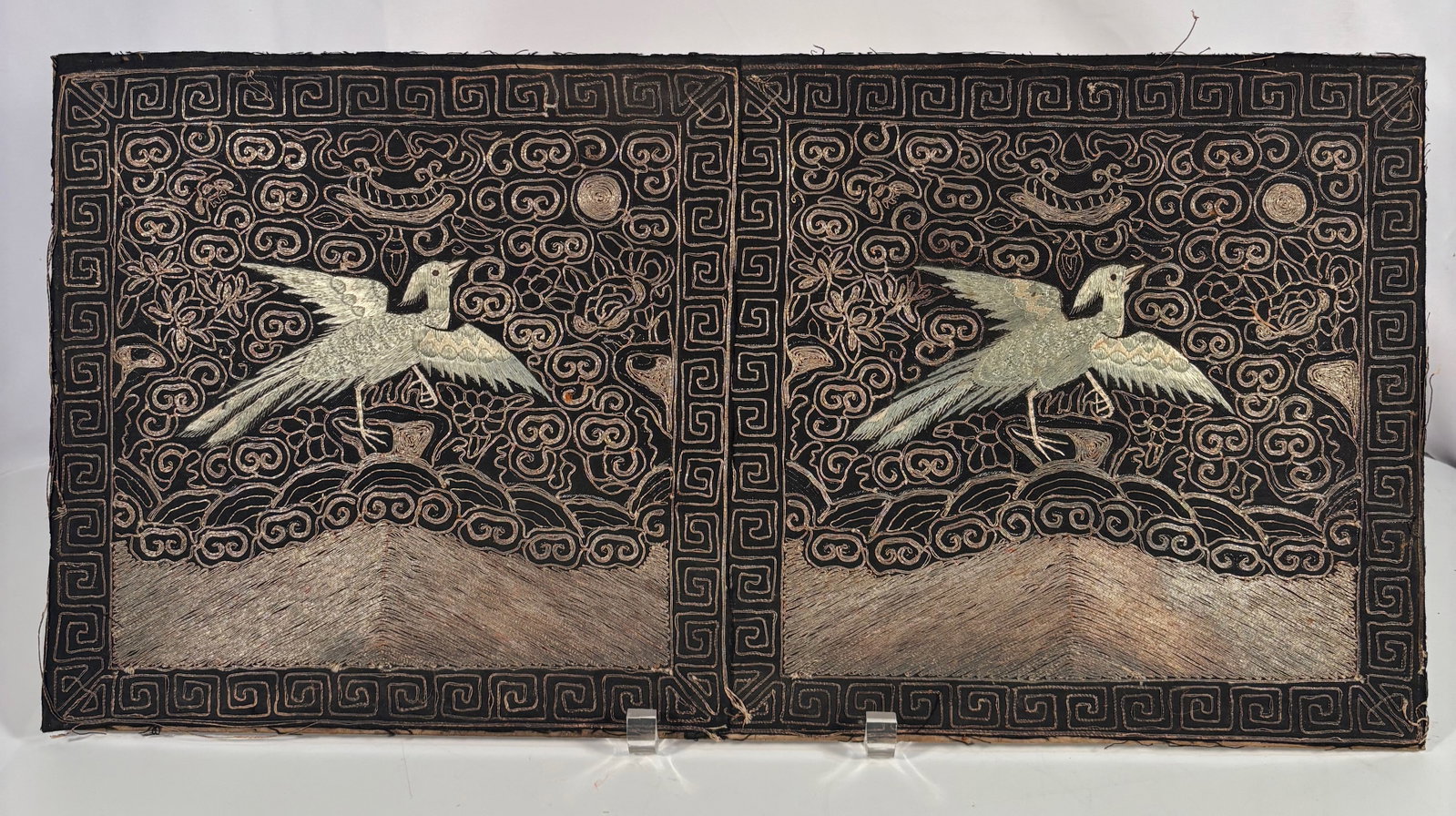Pair of Chinese Qing Dynasty Gilt-Thread Embroidered Phoenix Rank Badges, 19th Century (1 of 11)