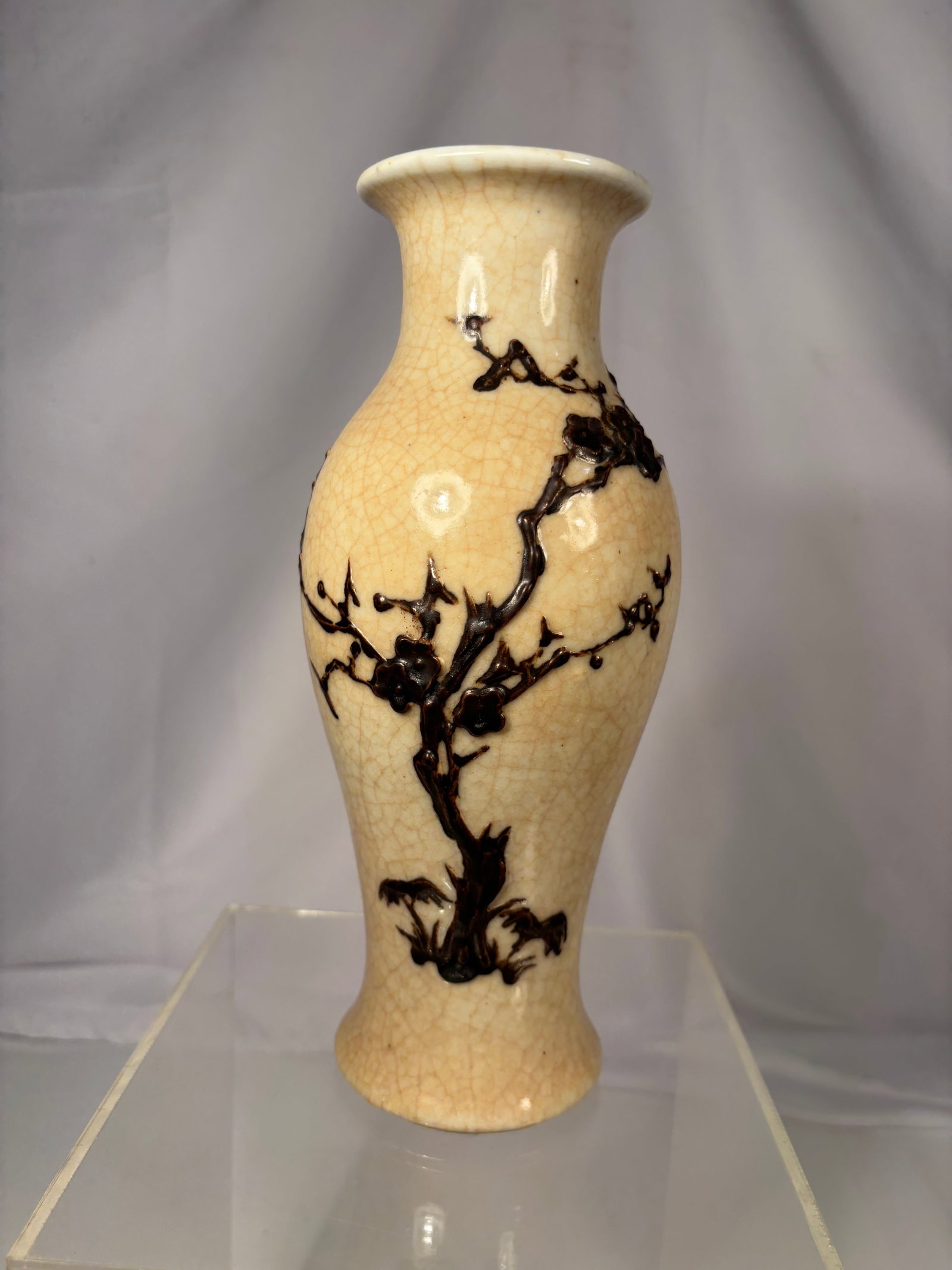 A Chinese Crackle Glazed Porcelain Vase with Plum Blossom Decoration (1 of 7)